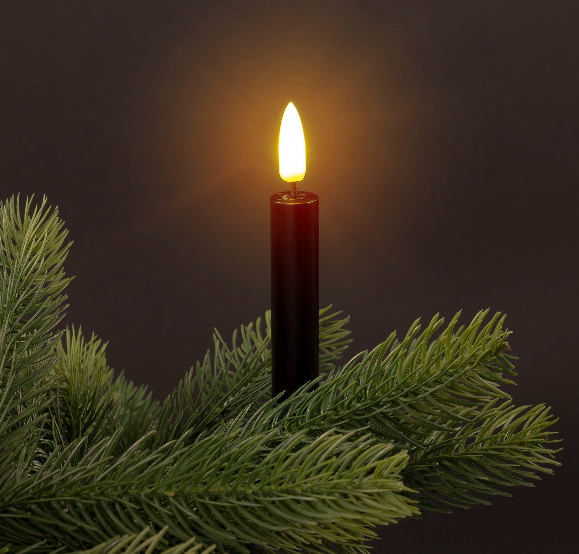 andas LED-Christbaumkerzen »Bjarne, 25 kabellos Kerzen mit 3D-Flamme, Höhe ca. 11,5 cm«, 25 St.-flammig, Weihnachtsdeko, Christbaumschmuck mit Dimm-/Flacker- und Timerfunktion