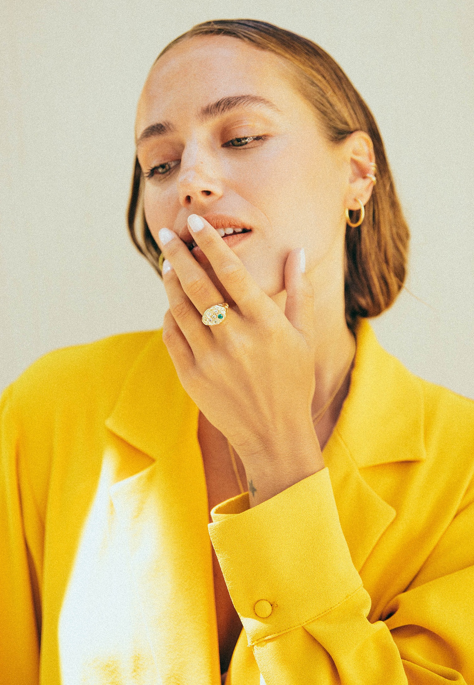 HAZE & GLORY Silberring »Ring Aquamarin Siegel - Clementine 375 Gelbgold«