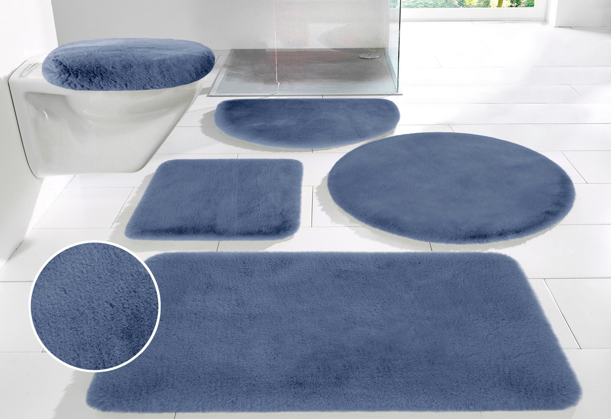 OTTO home Badematte "Rabbit Badematten, Badvorleger, Badezimmer Teppich" Höhe 30 mm rutschhemmend beschichtet fußbodenheizungsgeeignet  schnell trocknend  strapazierfähig Kaninchenfell-Haptik, Badteppich, rechteckig, rund & als 3-tlg. Set