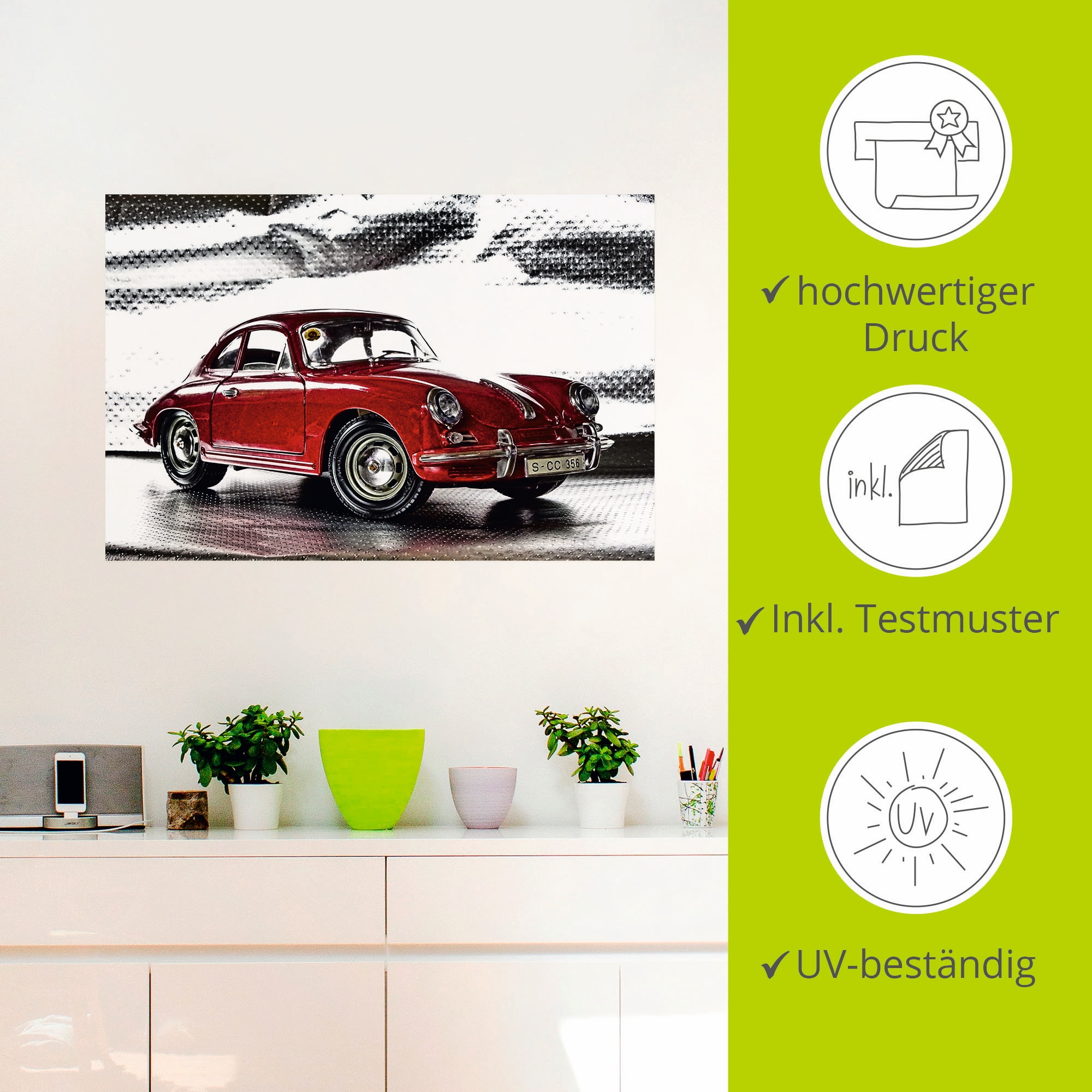 Artland Wandbild »Klassiker - Der Porsche 356«, Auto, (1 St.), als Alubild, Outdoorbild, Leinwandbild, Poster, Wandaufkleber