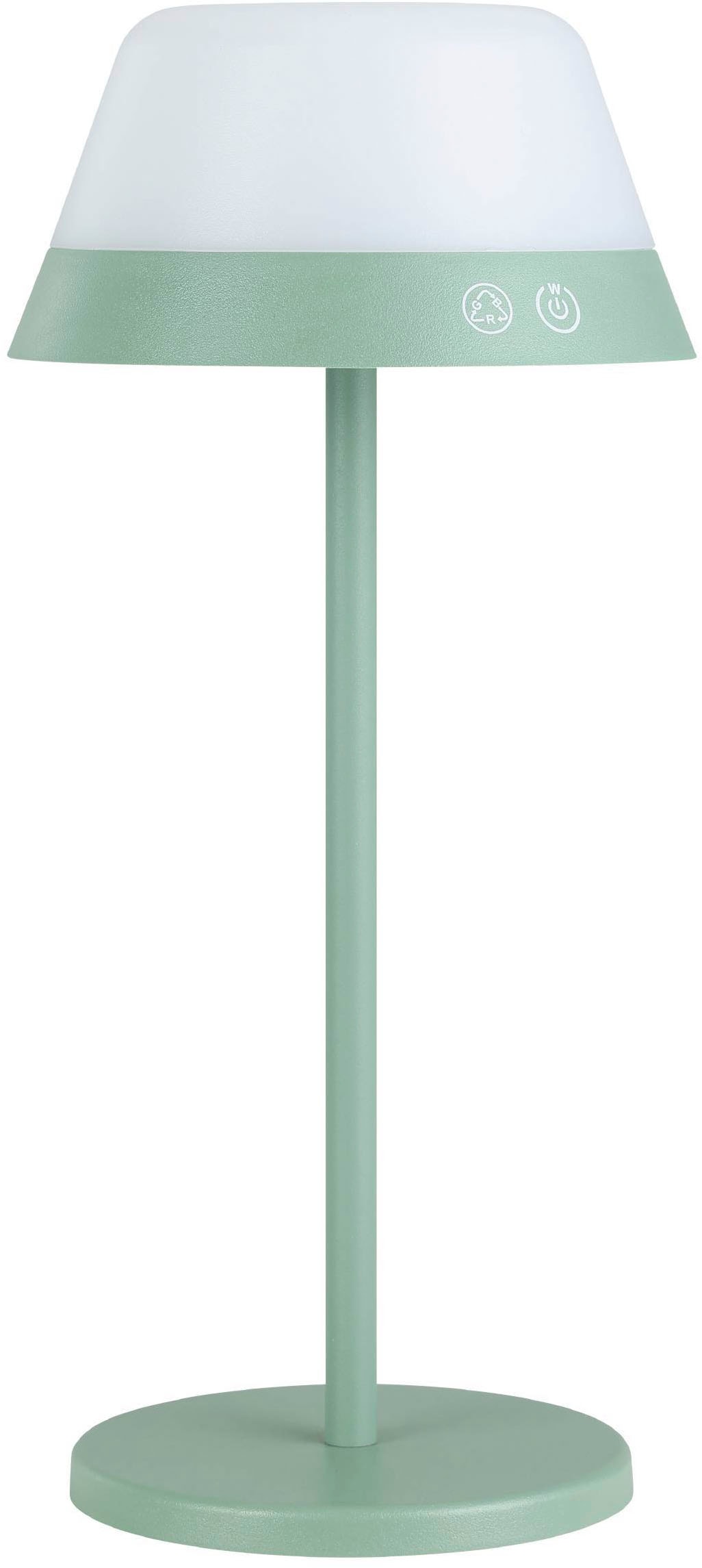 EGLO Tischleuchte »Meggiano Tischlampe, kabellos, aufhängbarer Lampenschirm, IP54, Lampe« LED-Modul 1 Stk. RGB | Warmweiß Tischleuchte - H32 x Ø15 cm - grün - 1X1,5W;1X0,8W inkl.