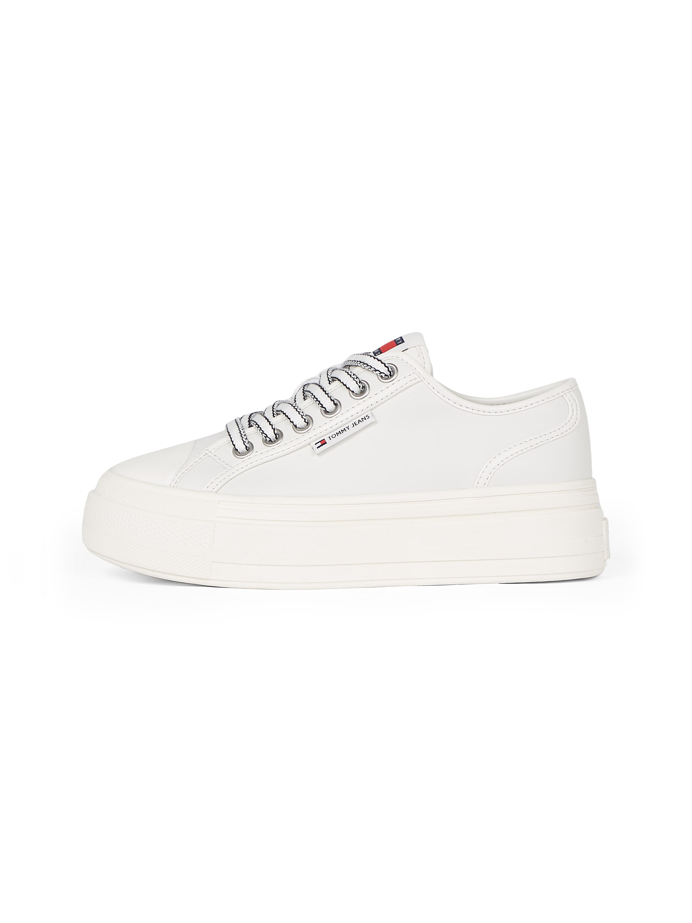 Tommy Jeans Plateausneaker »TJW FOXING VULC LC LEATHER«, Freizeitschuh, Halbschuh, Schnürschuh, Kontrast-Schnürsenkel