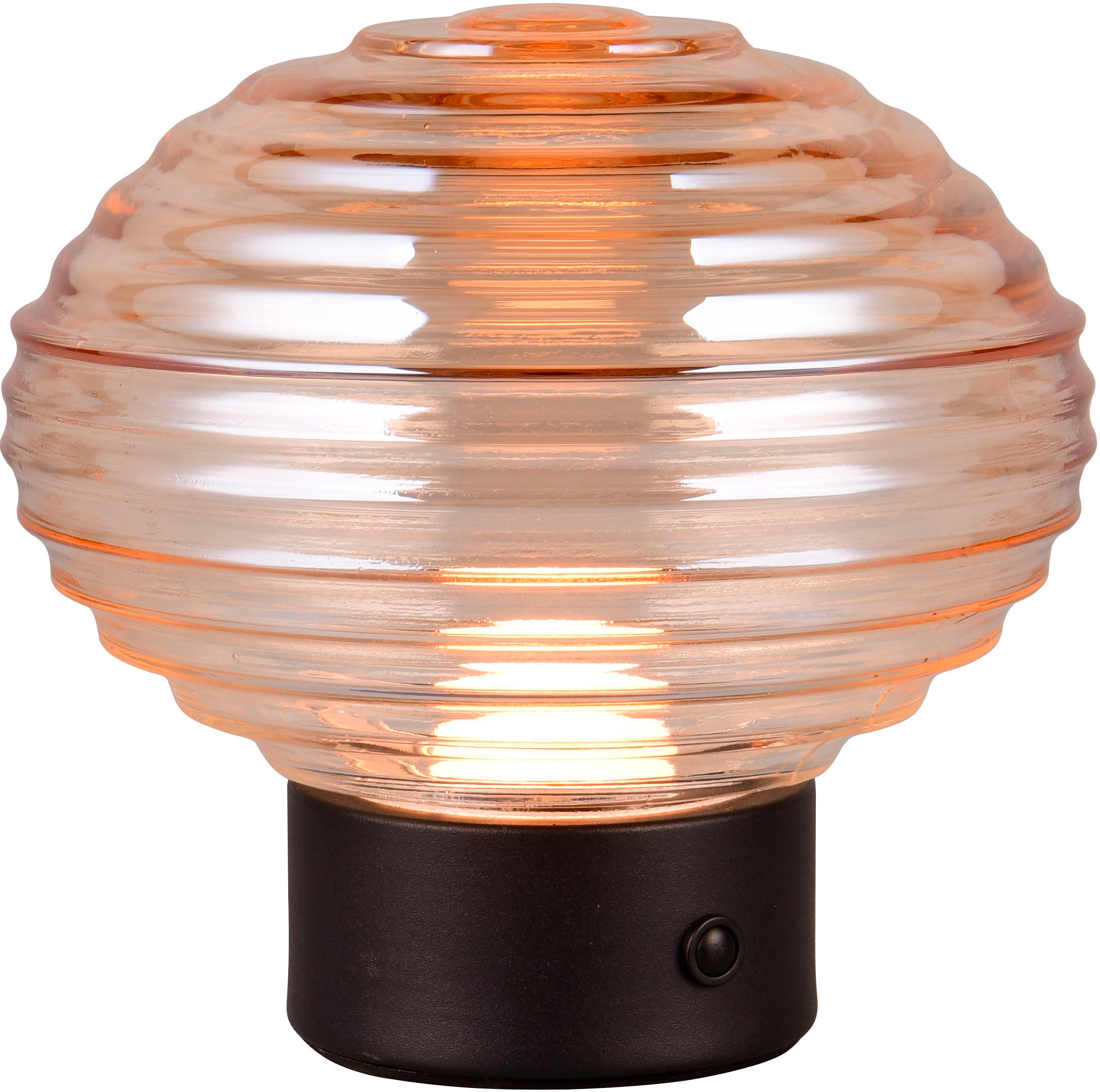 REALITY Leuchten LED Tischleuchte »EARL«, 1 flammig, Leuchtmittel LED-Board | LED fest integriert, kabellose Akku Tischlampe, Glasschirm, USB-C Ladekabel, Touchdimmer
