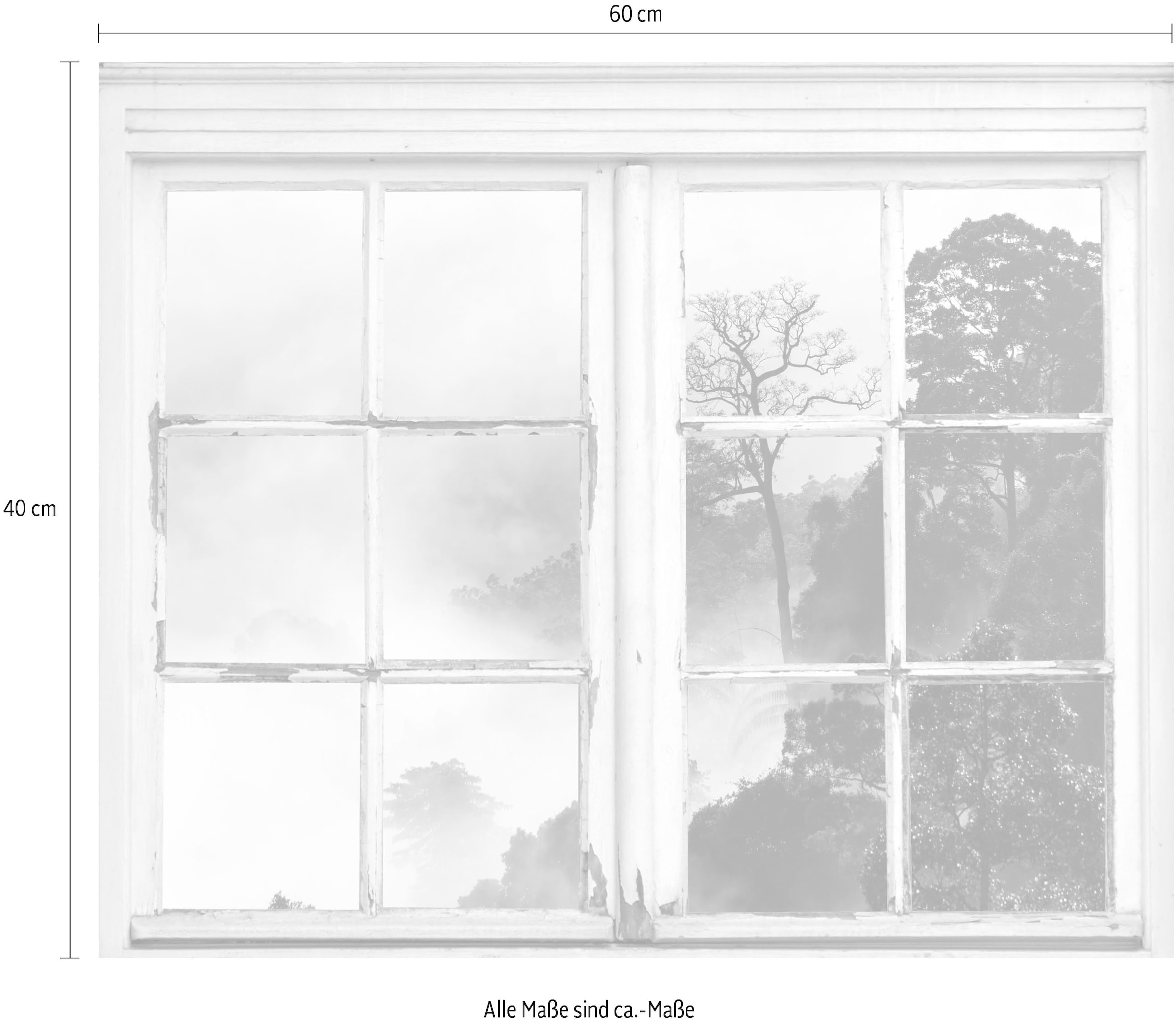 queence Wandsticker »Nebeliger Wald« Wandsticker, Wandbild, selbstklebend, 3D, Fenster