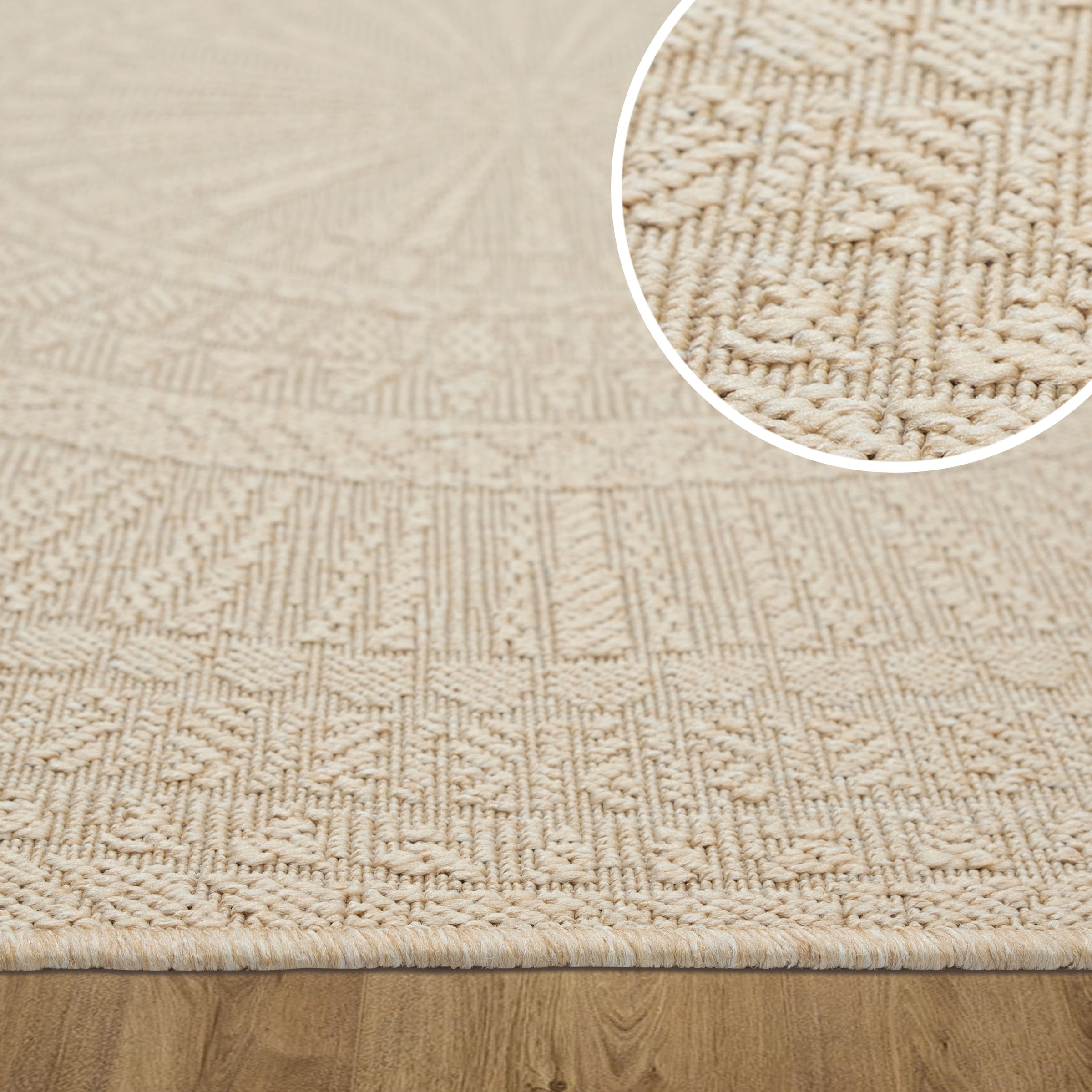 Bruno Banani Teppich »Solan, ethno, boho-inspiriert, In- und Outdoor geeignet« rechteckig 5 mm Höhe Mandala, Kreise, Küche, Wohnzimmer, Camping, Balkon