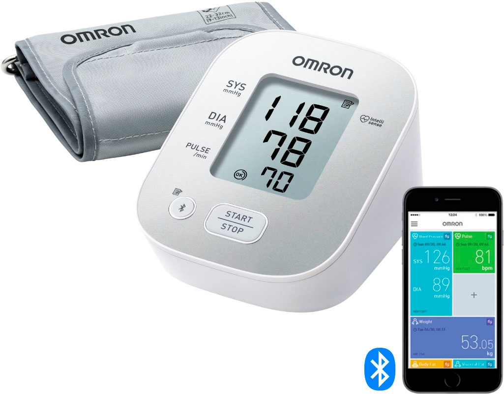 Omron Oberarm-Blutdruckmessgerät »X2 Smart«, für zu Hause mit Bluetooth-Kompatibilität und Smartphone-App