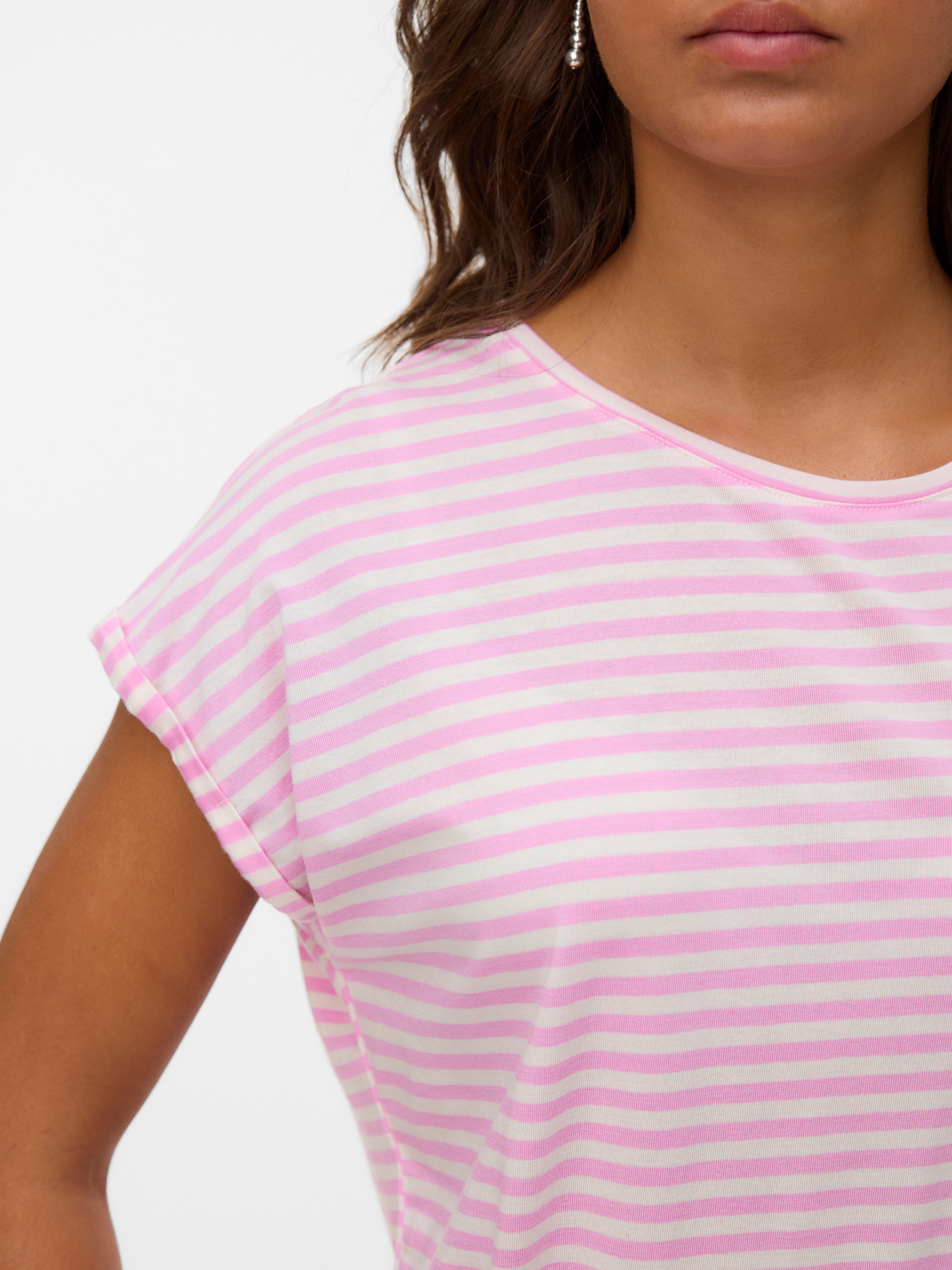 Vero Moda Rundhalsshirt »VMAVA PLAIN SS TOP STRIPE GA JRS NOOS«