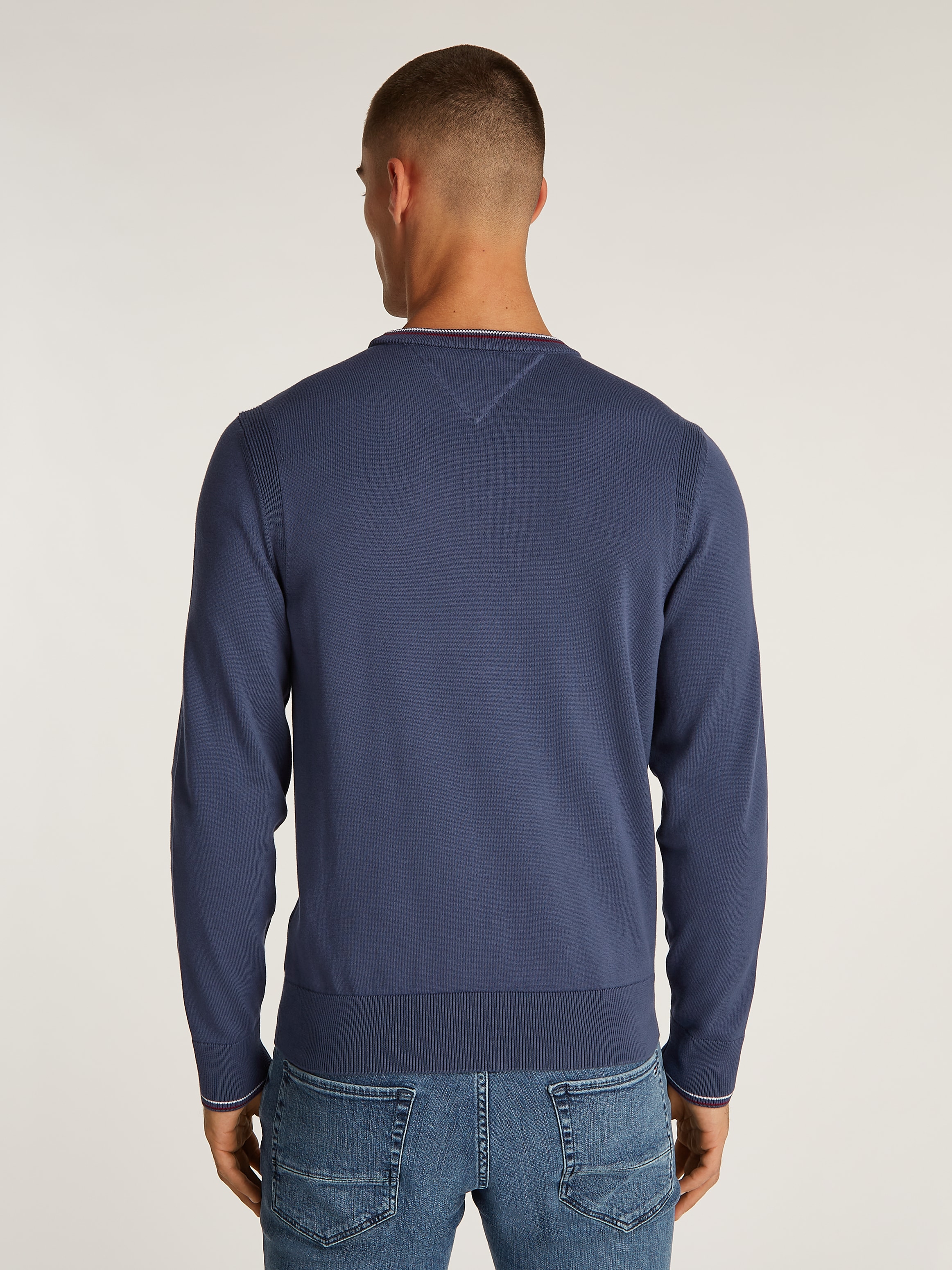 Tommy Hilfiger Rundhalspullover »RWB COTTON CREW NECK«, farbliche Akzente in Tommy Farben