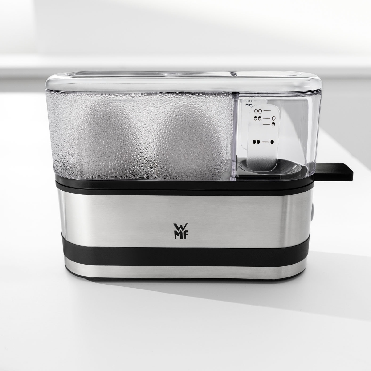 WMF Eierkocher »KÜCHENminis® 2-Eier-Kocher, integrierter Wasserdosierer und Eipick« für 2 Stk. Eier 250 W hochwertiges Chromargan und langlebiges Tritan, Grifffläche