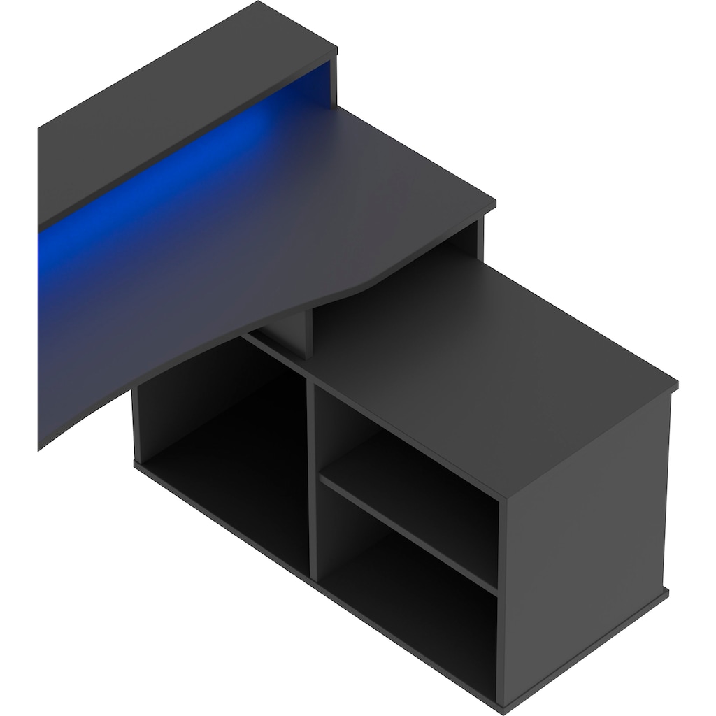 FORTE Gamingtisch »Tezaur«, mit RGB-Beleuchtung und Halterungen