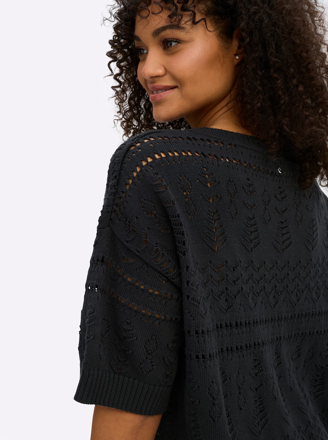 Sheego Ajourpullover »Kurzarm-Pullover«