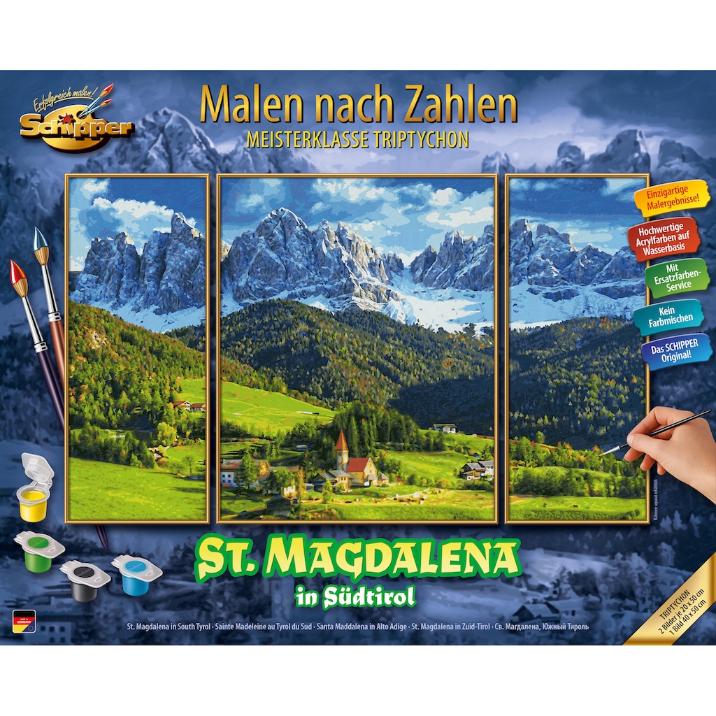 Schipper Malen nach Zahlen »Meisterklasse Triptychon - St. Magdalena in Südtirol«, Made in Germany