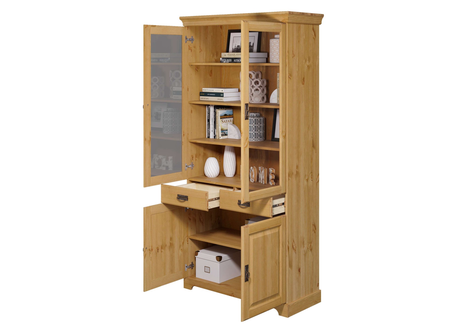 Home affaire Vitrine »Rügen«, zertifiziertes Massivholz, Höhe 192 cm, im Landhausstil