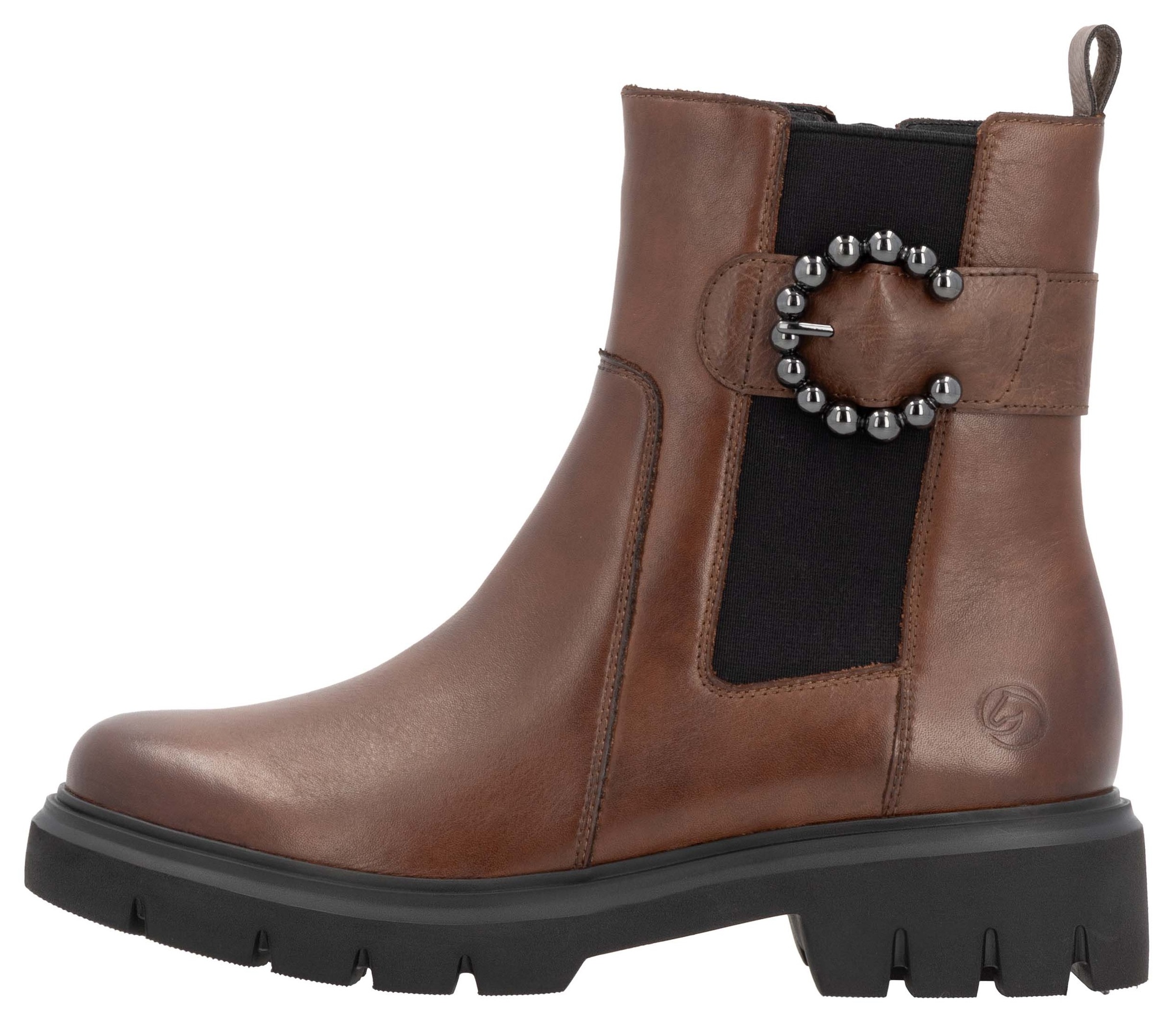 Remonte Chelseaboots, Blockabsatz, Businessmode, Stiefelette mit schöner Zierschnalle