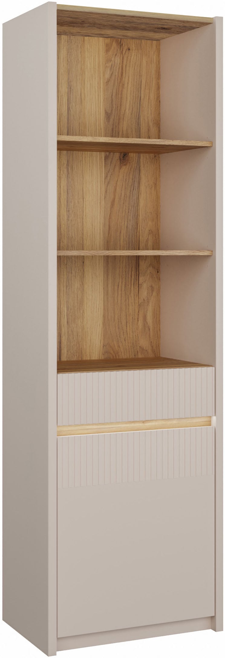 FORTE Stauraumregal »Oak Squere« Schubkasten mit Vollauszug, Front Lamellenoptik, inklusive Beleuchtung