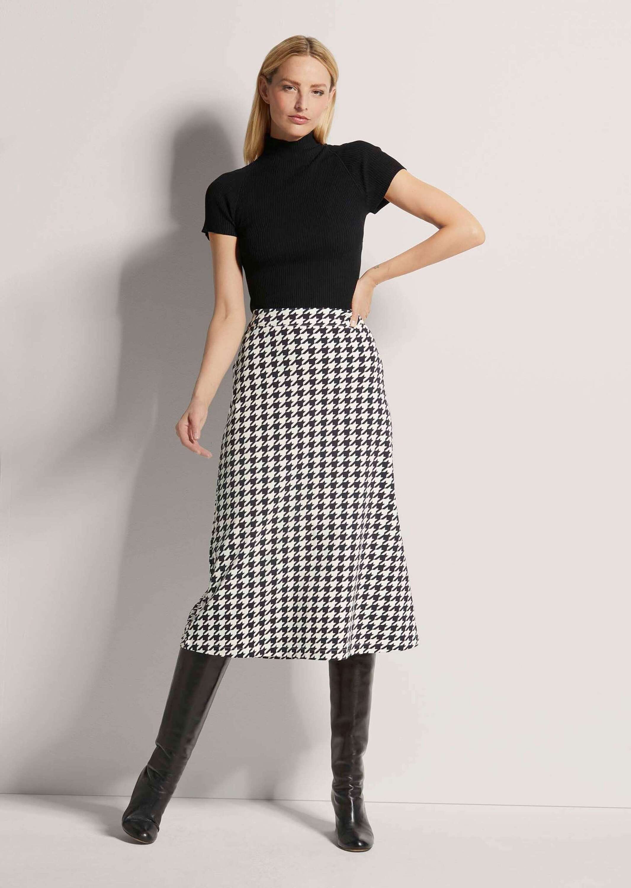 MADELEINE Midirock »Rock Langer Rock im Hahnentritt-Dessin«