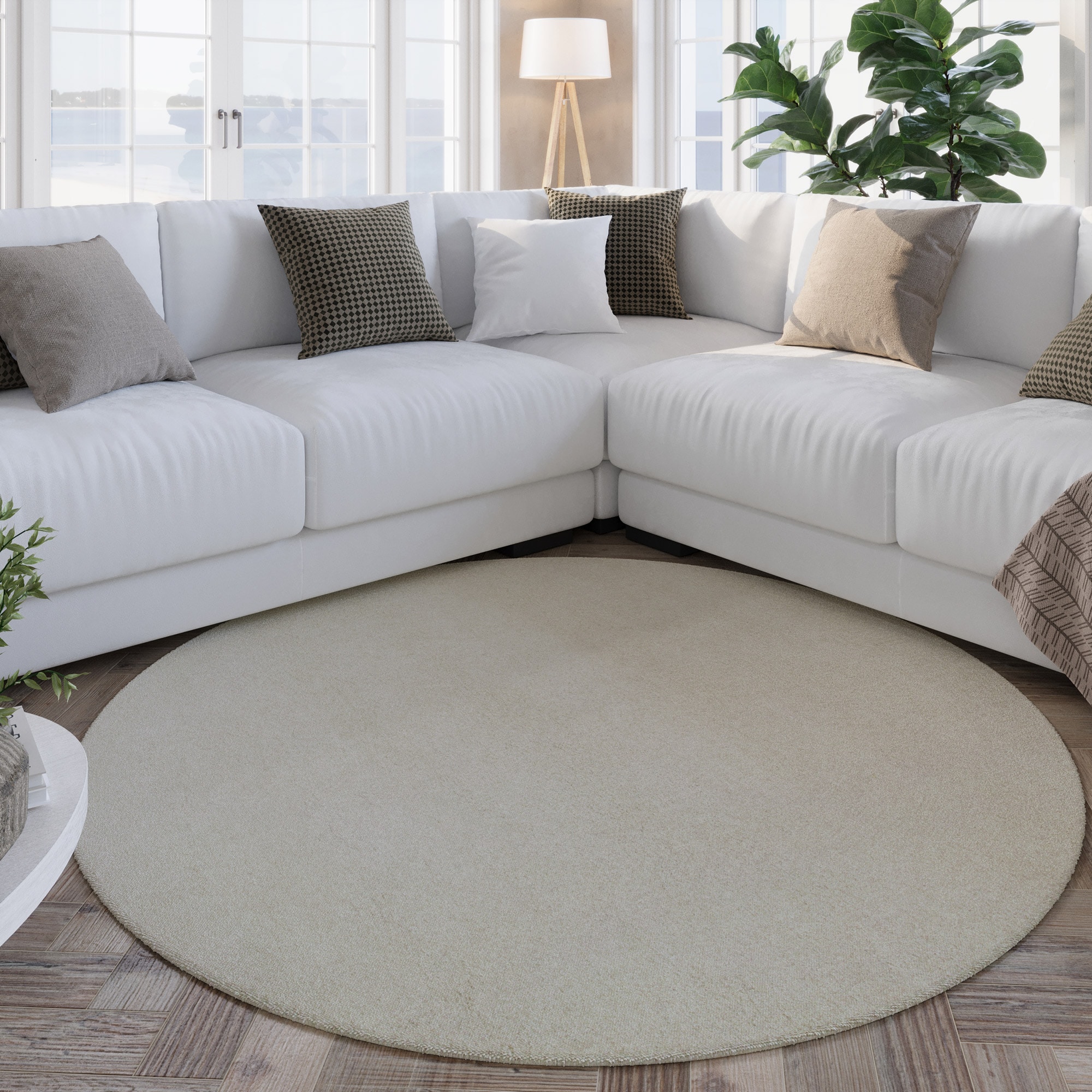 Wecon home Wollteppich »Hamptons FORTYTHREE«, rund, 20 mm Höhe, Schurwolle, Kurzflor, Wohnzimmer, Schlafzimmer, elegant, robust