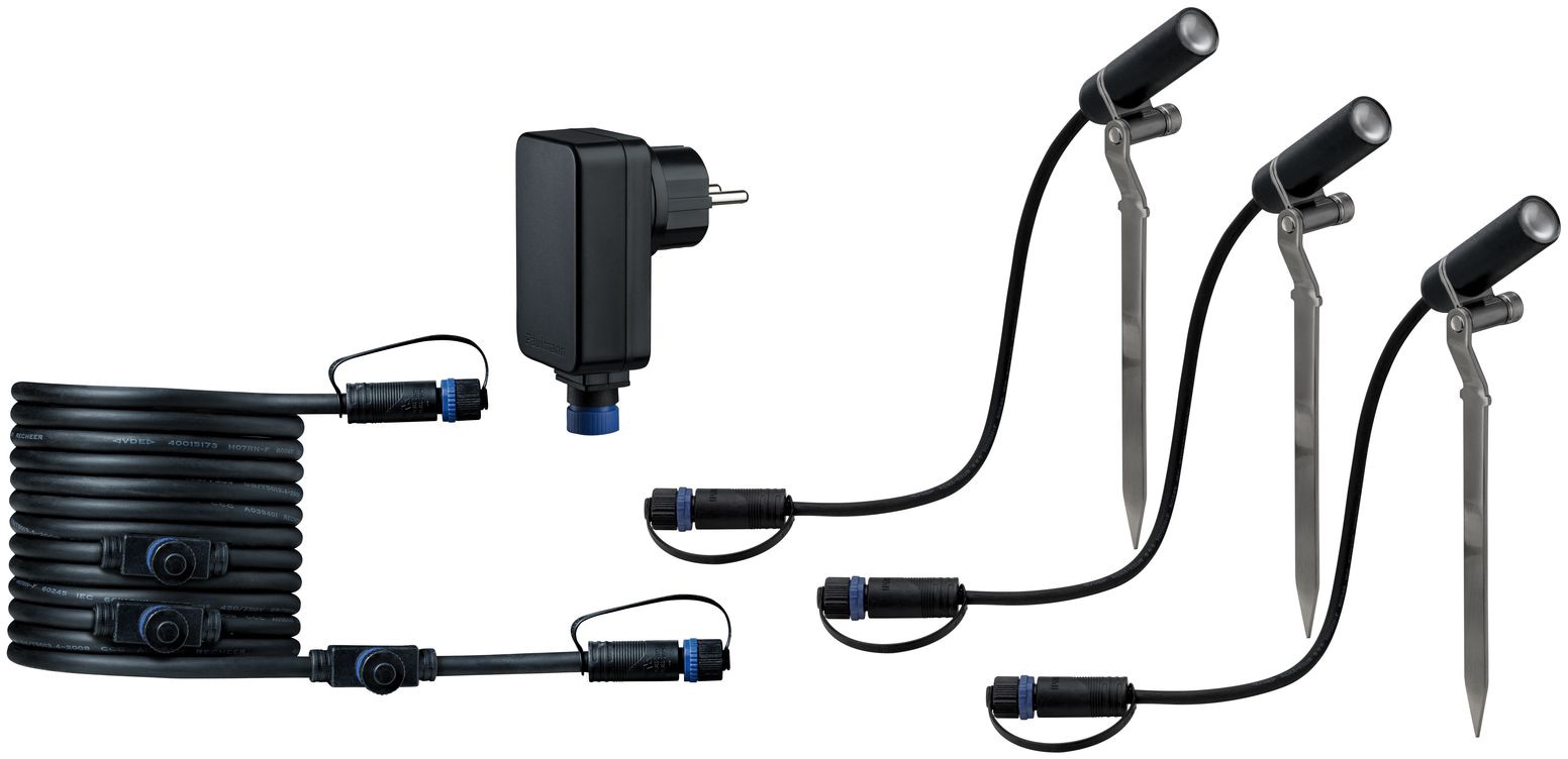 Paulmann LED Gartenstrahler »Plug & Shine«, 3 flammig, Leuchtmittel LED-Modul | LED fest integriert, LED-Modul, 3000K 24V Anthrazit