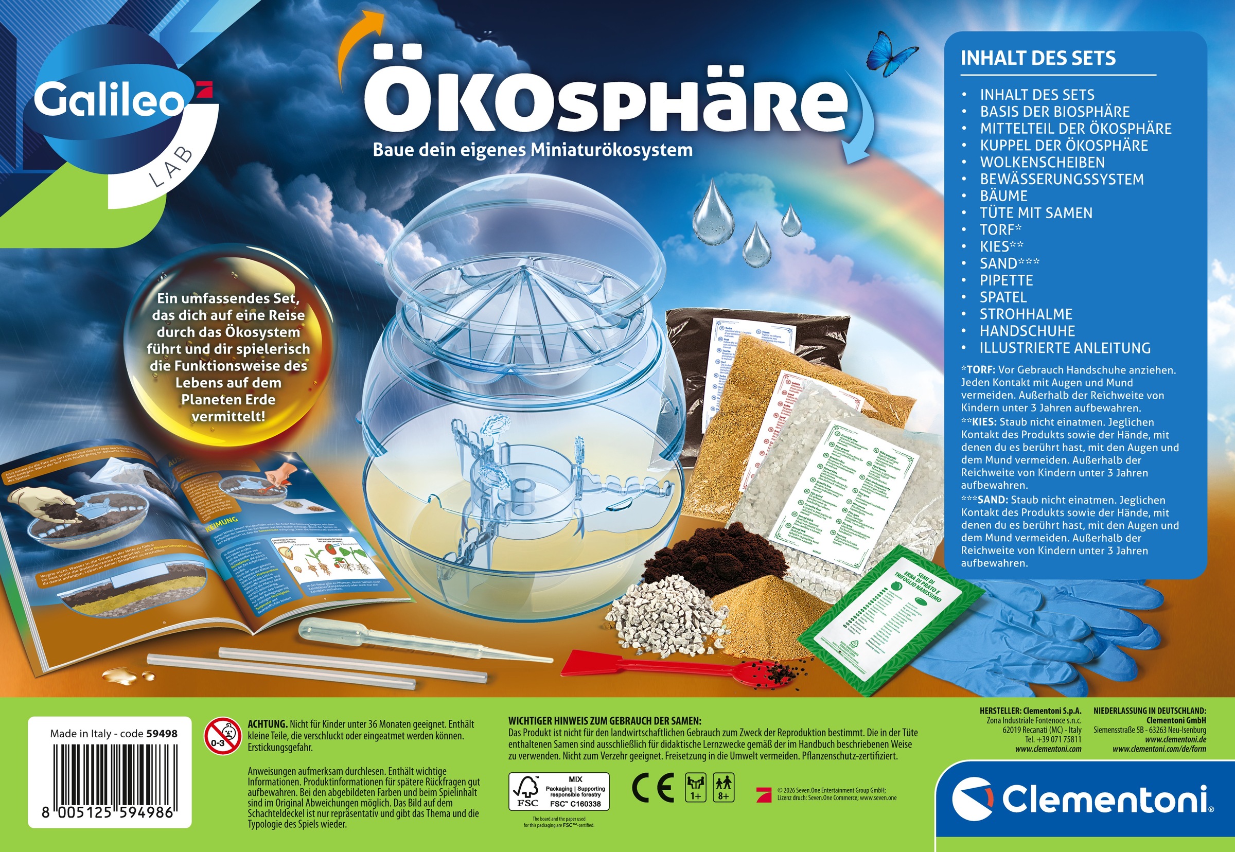 Clementoni® Experimentierkasten »Galileo, Die Ökosphäre« Made in Europe