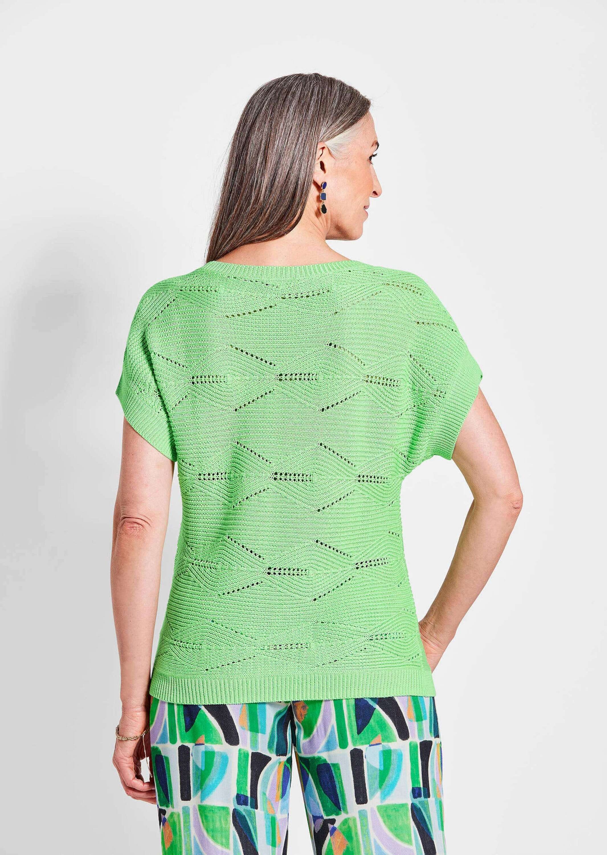 GOLDNER Strickpullover »Kurzarm Baumwoll-Strickshirt« Rippenbündchen