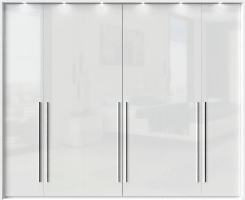 Places of Style Kleiderschrank »Piano, inklusive Rahmen und Beleuchtung, soft-close-Funktion«, (viele Breiten zur Auswahl, 226cm hoch), beige oder weiß, UV lackiert, Hochglanzfronten, FSC-zertifiziert