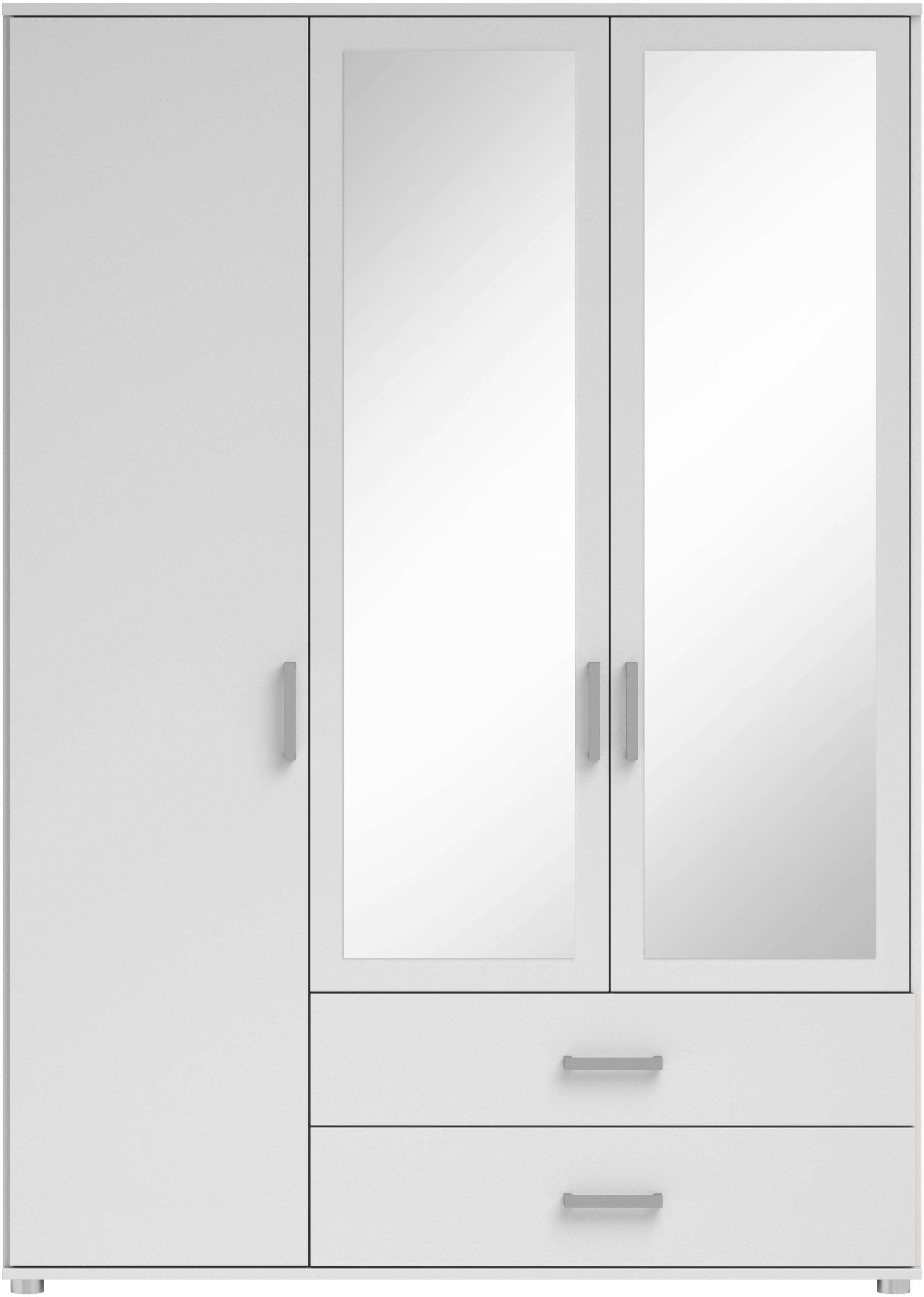 Schlafkontor Drehtürenschrank »Ivar Kleiderschrank mit Spiegel« inklusive 2 Spiegeltüren und 2 farblich abgesetzten Schubkästen