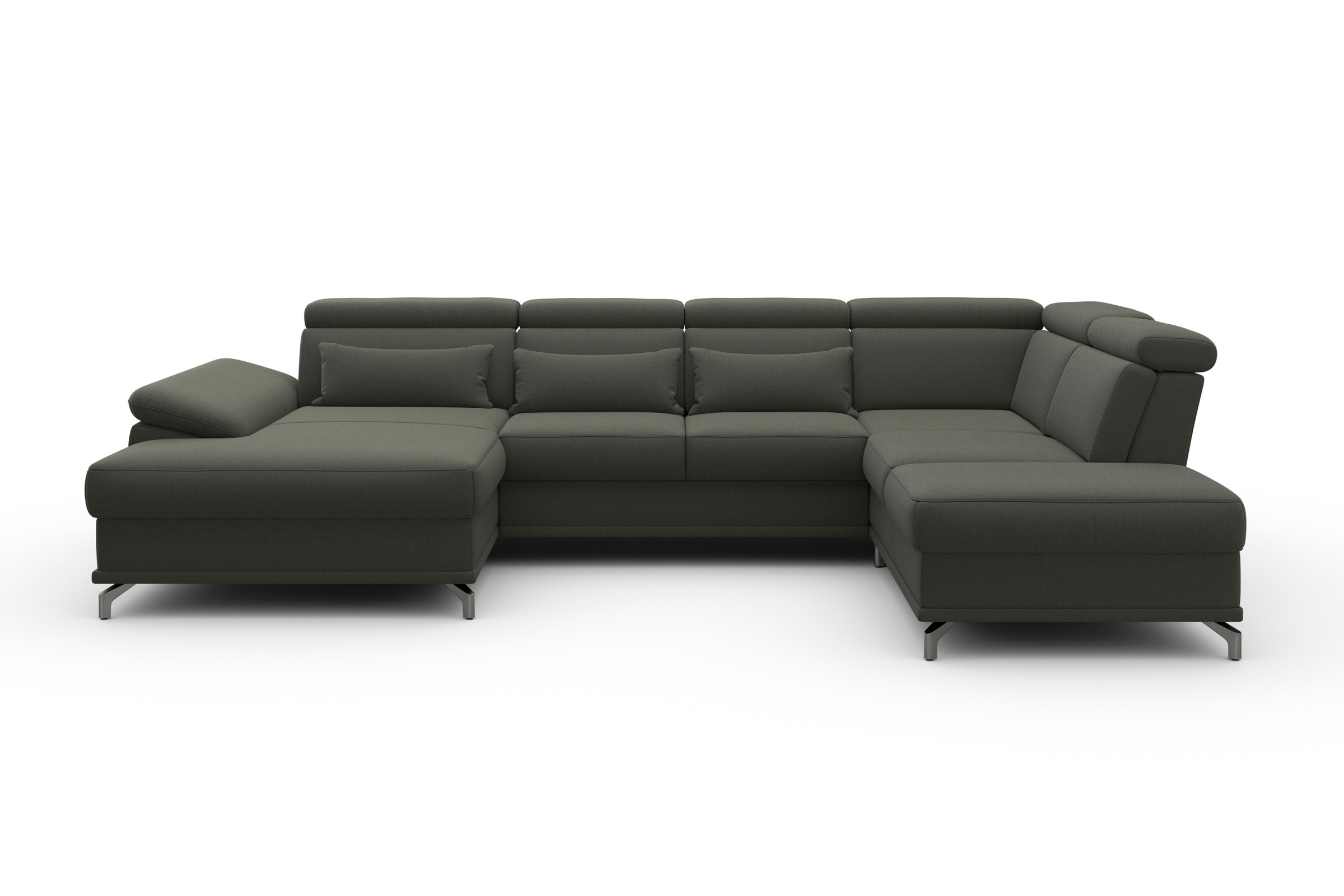 sit&more Wohnlandschaft »Cabrio U-Form, mit Sitztiefenverstellung, Arm- und Kopfteilverstellung«, 3 Nierenkissen, Federkern, optional Bettfunktion und Stauraum