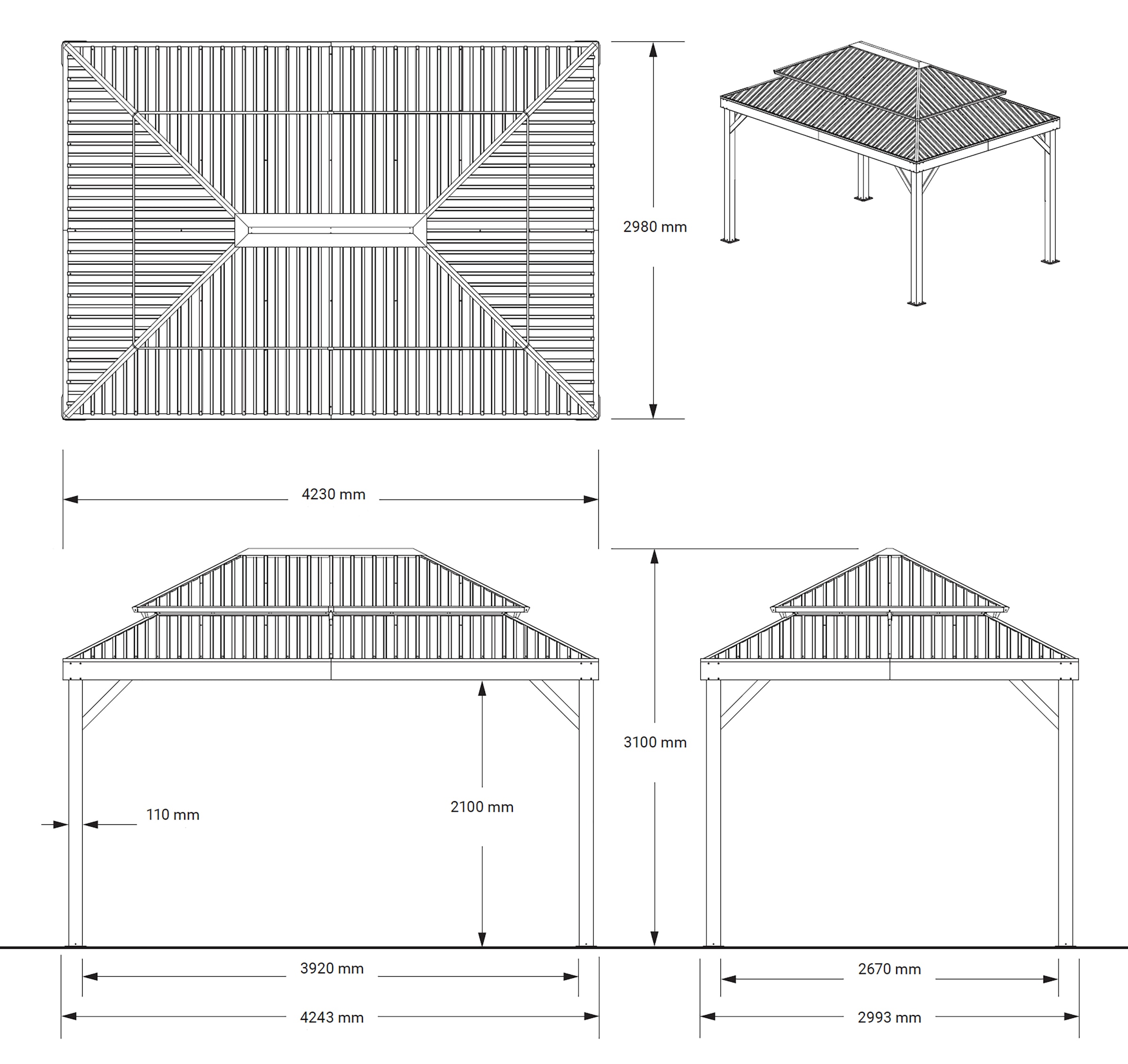 Sojag Pavillon »London Schwarz« Massive Konstruktion aus Aluminium