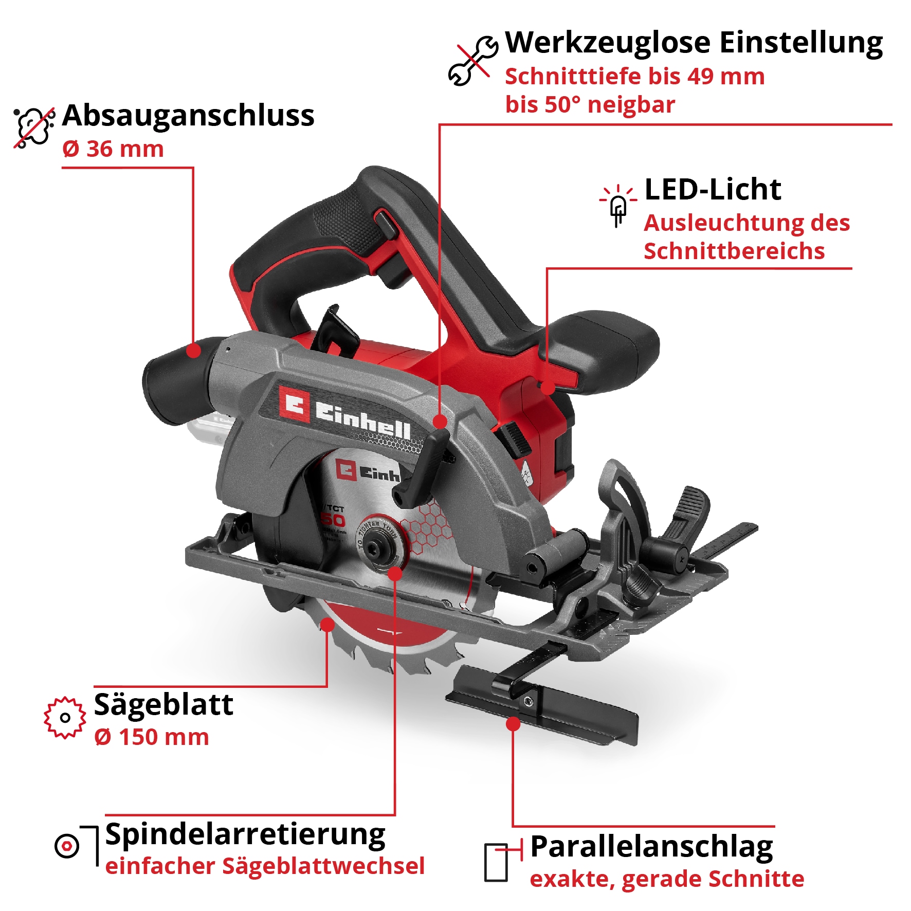 Einhell Akku-Handkreissäge »TE-CS 18/150-2 Li - Solo«