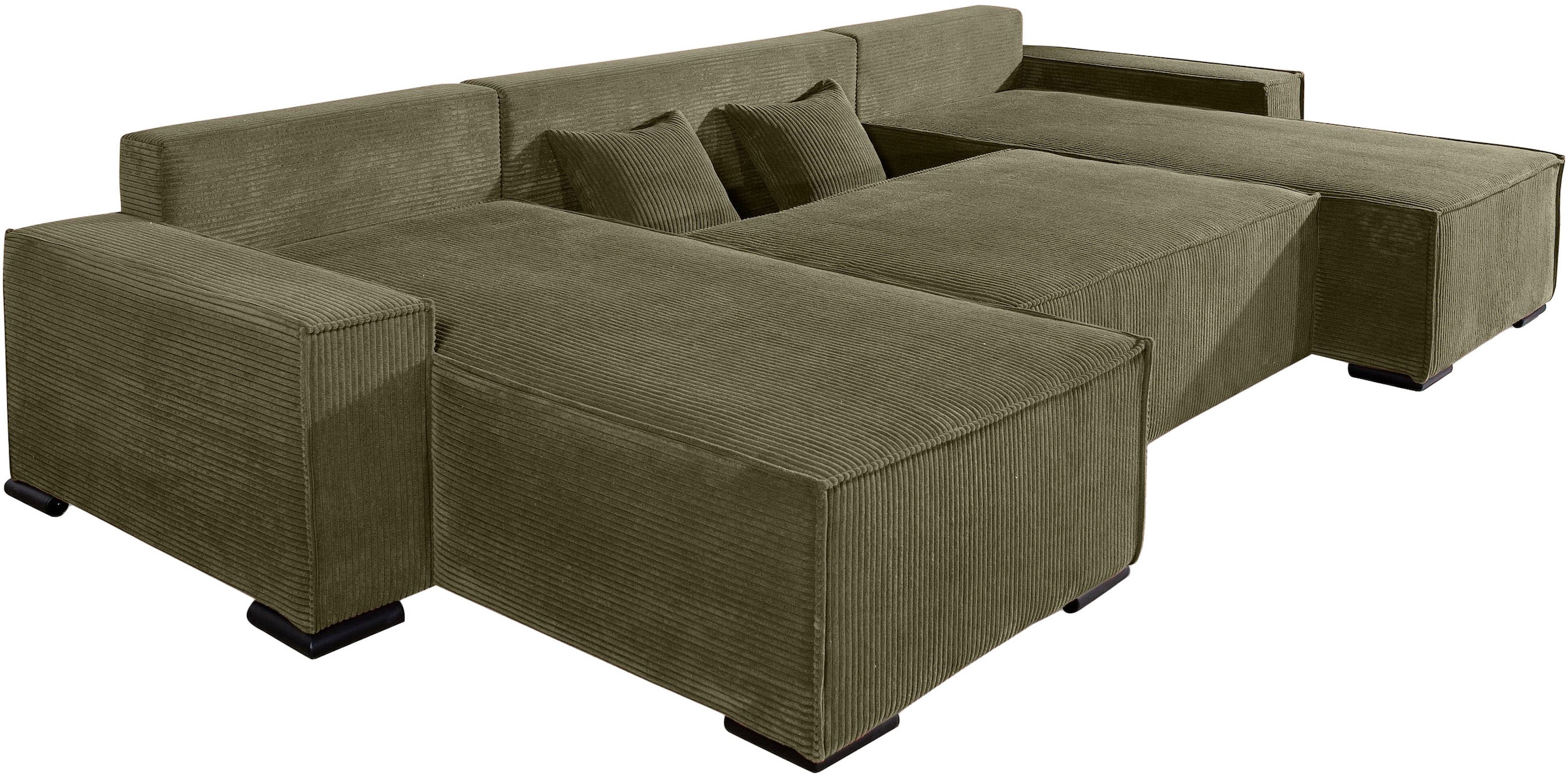 COLLECTION AB Wohnlandschaft »Manhattan U-Form, B: 313 cm, in Breit- oder Normalcord« Bettfunktion, Bettkasten & Zierkissen, Federkern