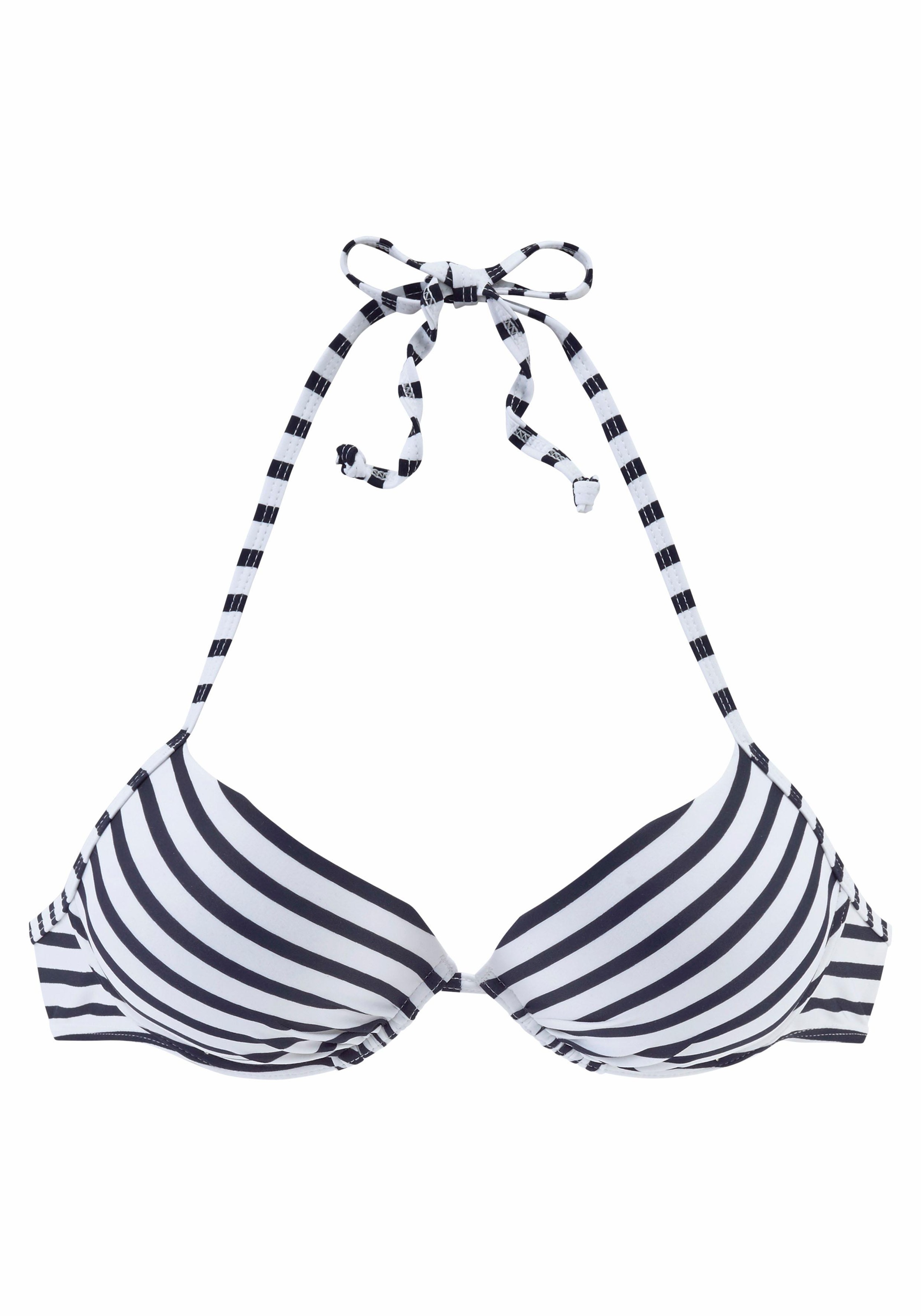 Venice Beach, Damen, Push-Up-Bikini-Top »Summer« mit wattierten Cups, weiß-marine-gestreift, Cup B, 40 - Cup B, weiß-marine-gestreift, Mix-Kini zum 