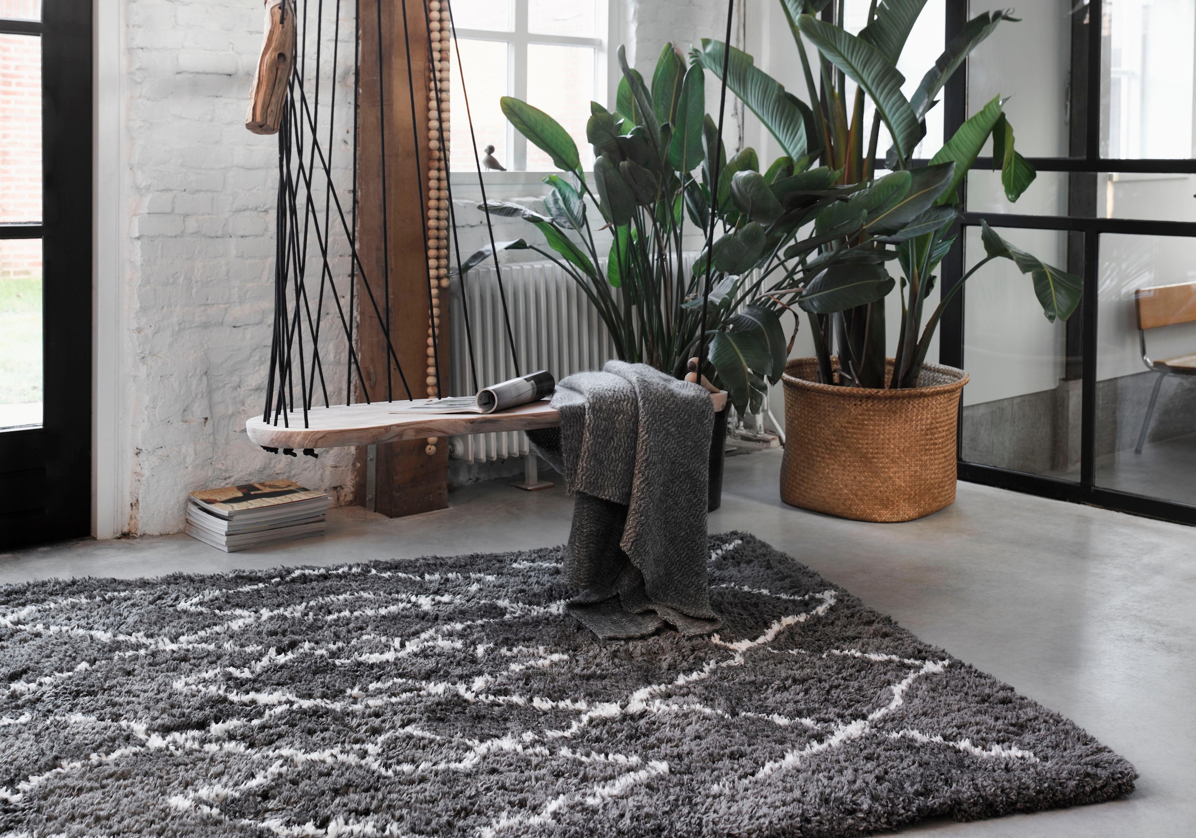 Wecon home Hochflor-Teppich »Afella« rechteckig 50 mm Höhe Wohnzimmer