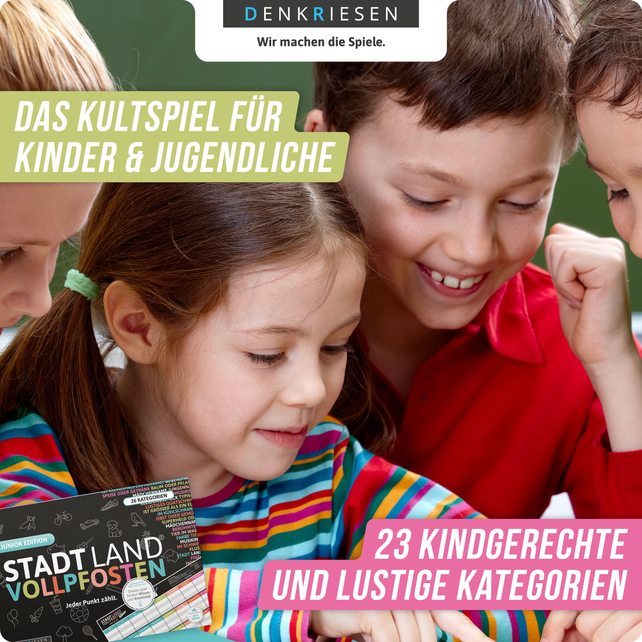 Denkriesen Spiel »Stadt Land Vollpfosten, Junior Edition  A4 Block« Made in Germany