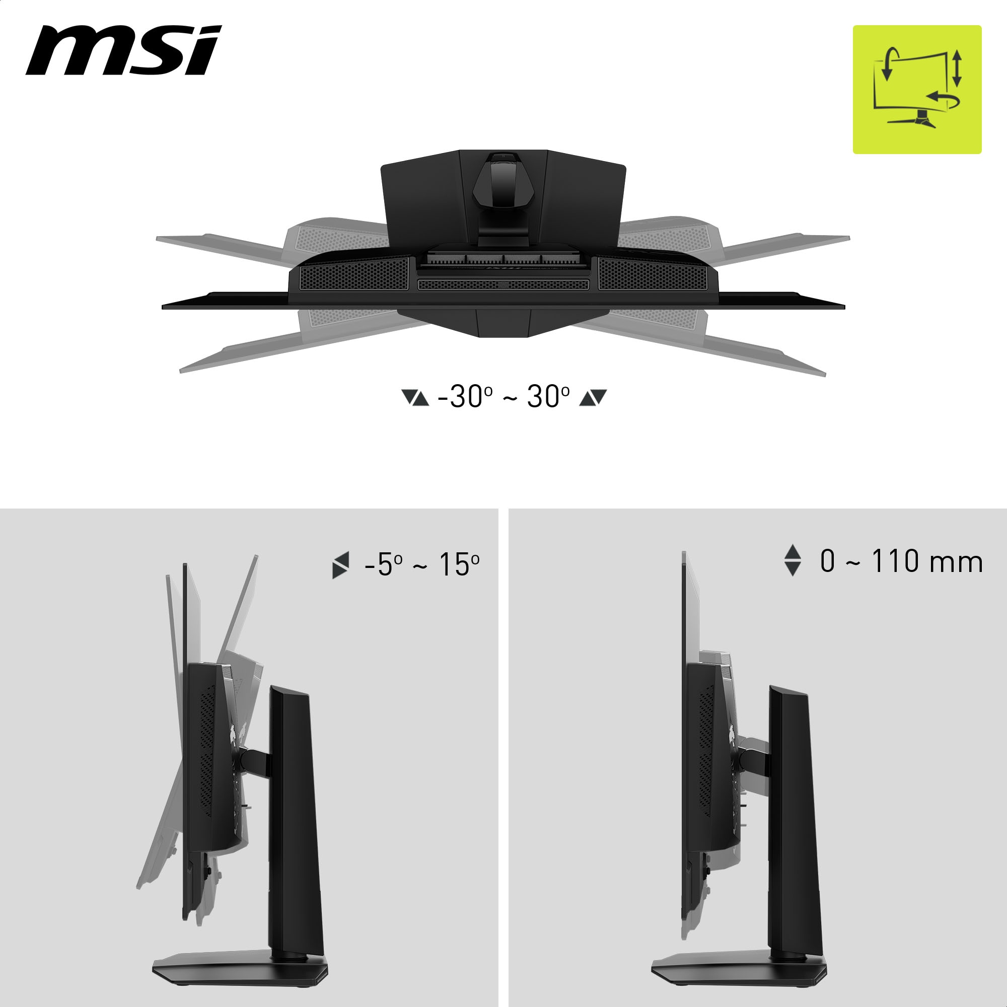 MSI OLED-Monitor »MAG 322UP QD-OLED E16« 80 cm/32 ″  3840 x 2160 px 0,03 Reaktionszeit 165 Hz neig-, schwenk-, höhenverstellbar, Pivot