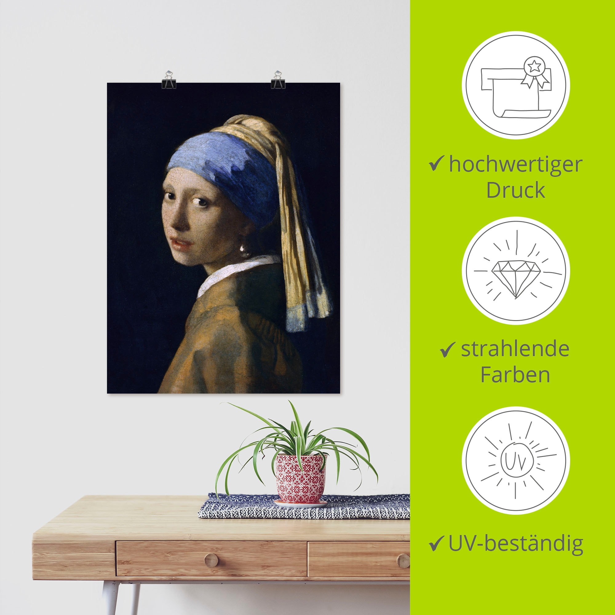 Artland »Das Mädchen mit dem Perlenohrgehänge« Frau 1 Stk. tlg. als Leinwandbild, Poster in verschied. Größen