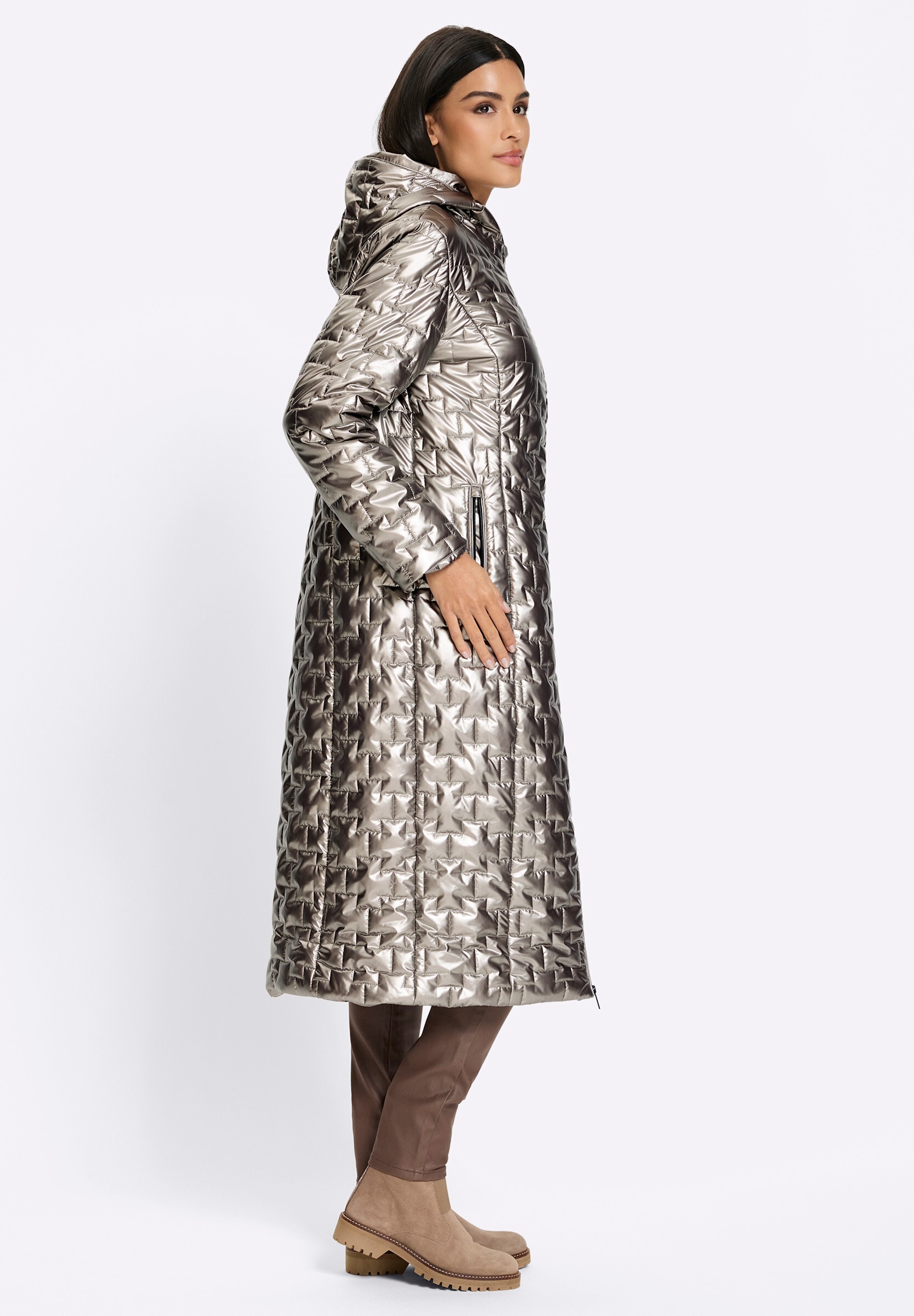 heine Steppjacke »Steppmantel Steppmantel in Glanz-Optik« mit Kapuze