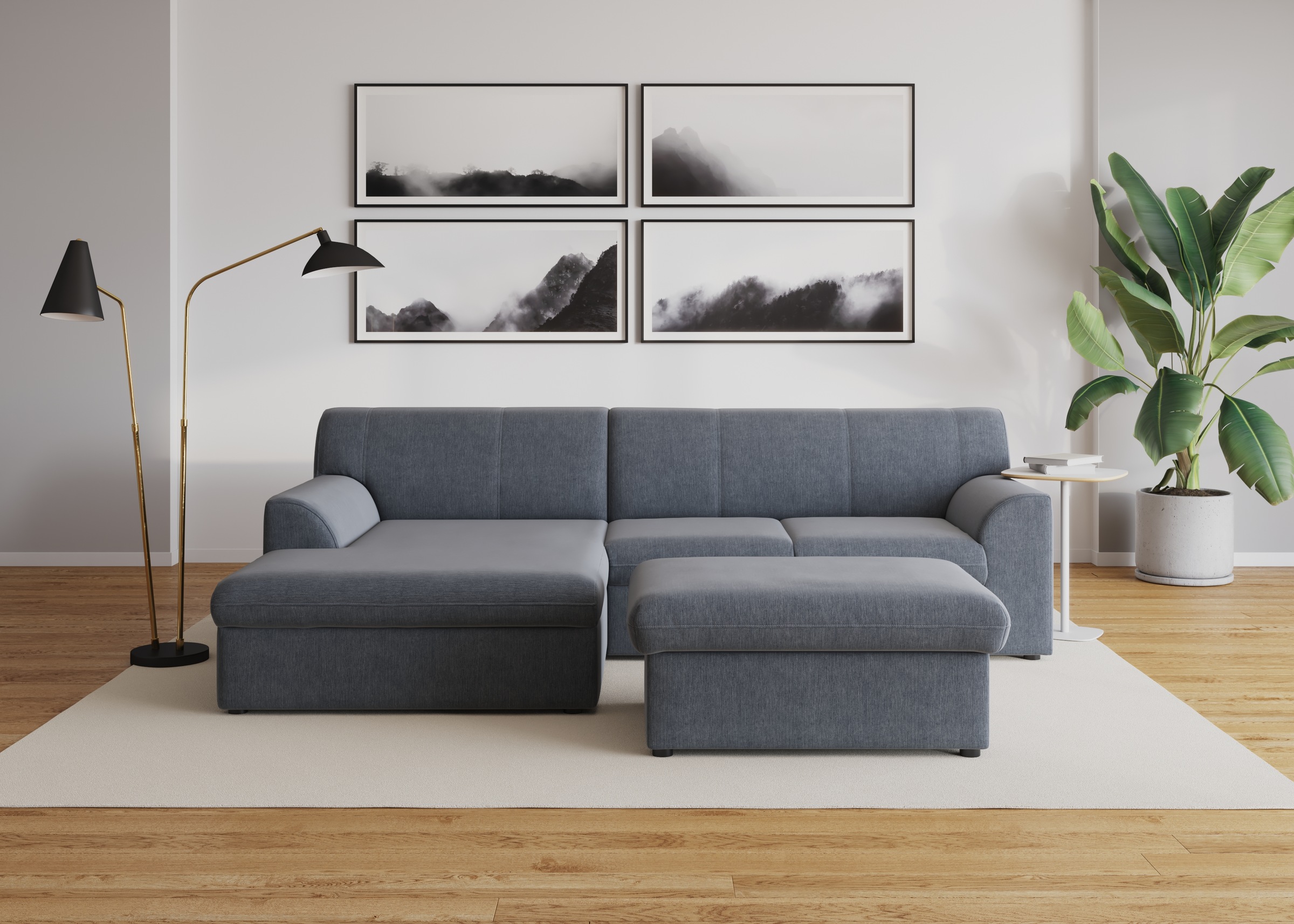 DOMO collection Ecksofa »Topper, elegant und zeitlos, kompaktes Stellmaß 245/155cm, L-Form«, mit Recamiere, wahlweise mit Schlaffunktion