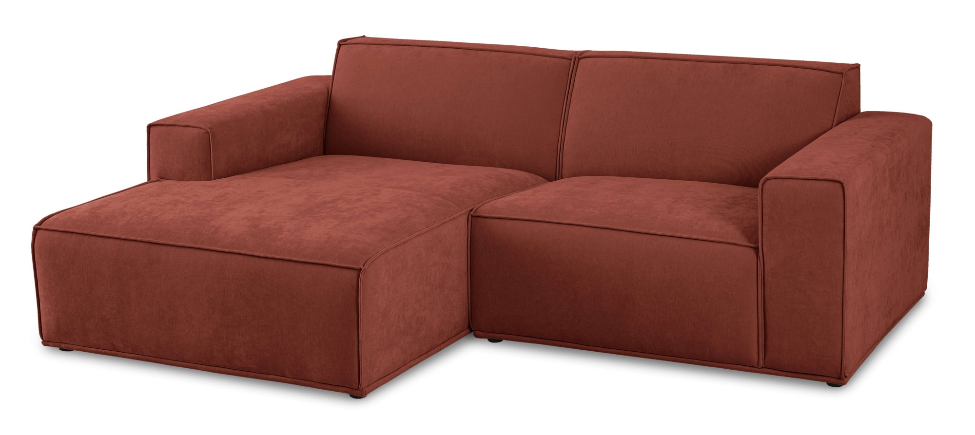 Home affaire Ecksofa »Avelin, 228 cm, L-Form, Chenille, Struktur-Boucle«, mit Wellenunterfederung, Kedernaht, bodentief, Skandi-Design