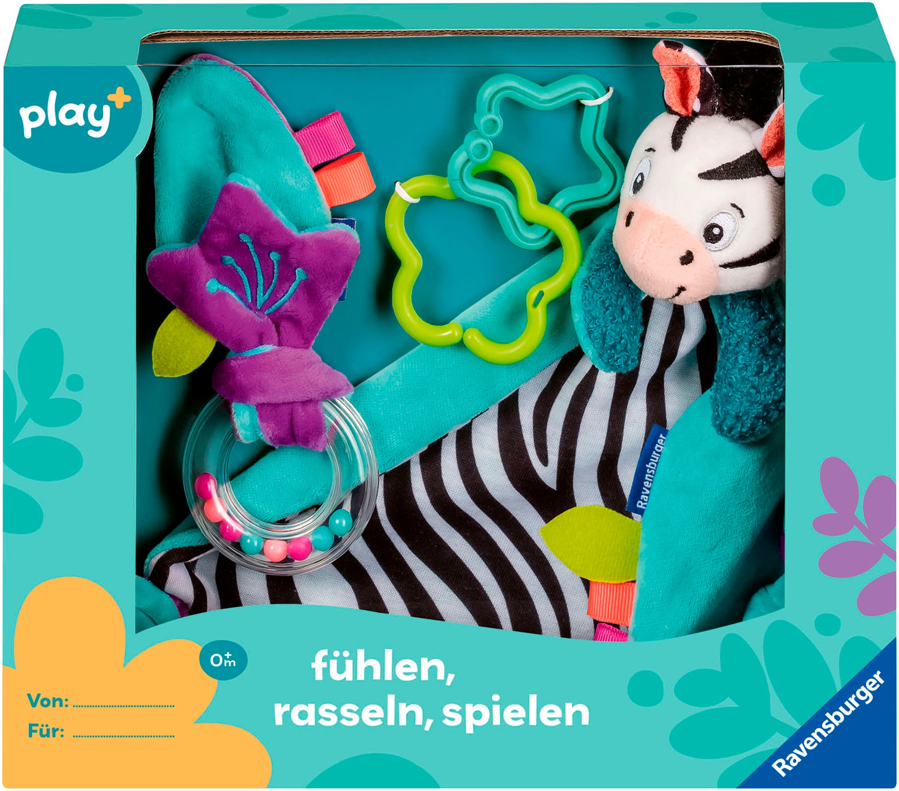 Ravensburger Greifspielzeug »Play+ Fühlen, rasseln, spielen (Geschenk-Set: Zebra)«