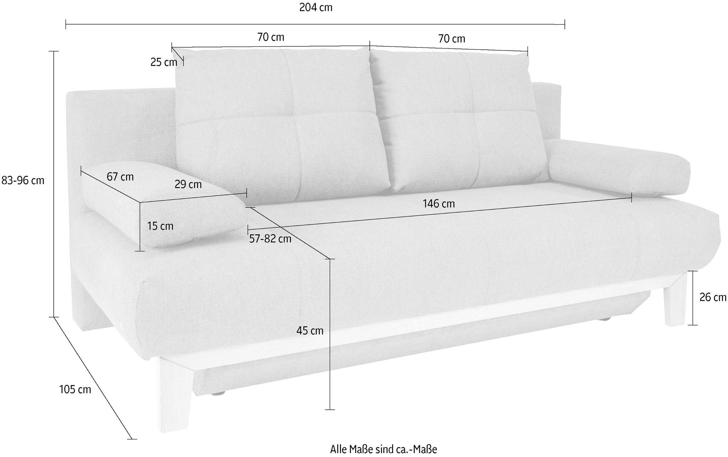 alina Schlafsofa »Ama« mit Bettfunktion und Stauraum