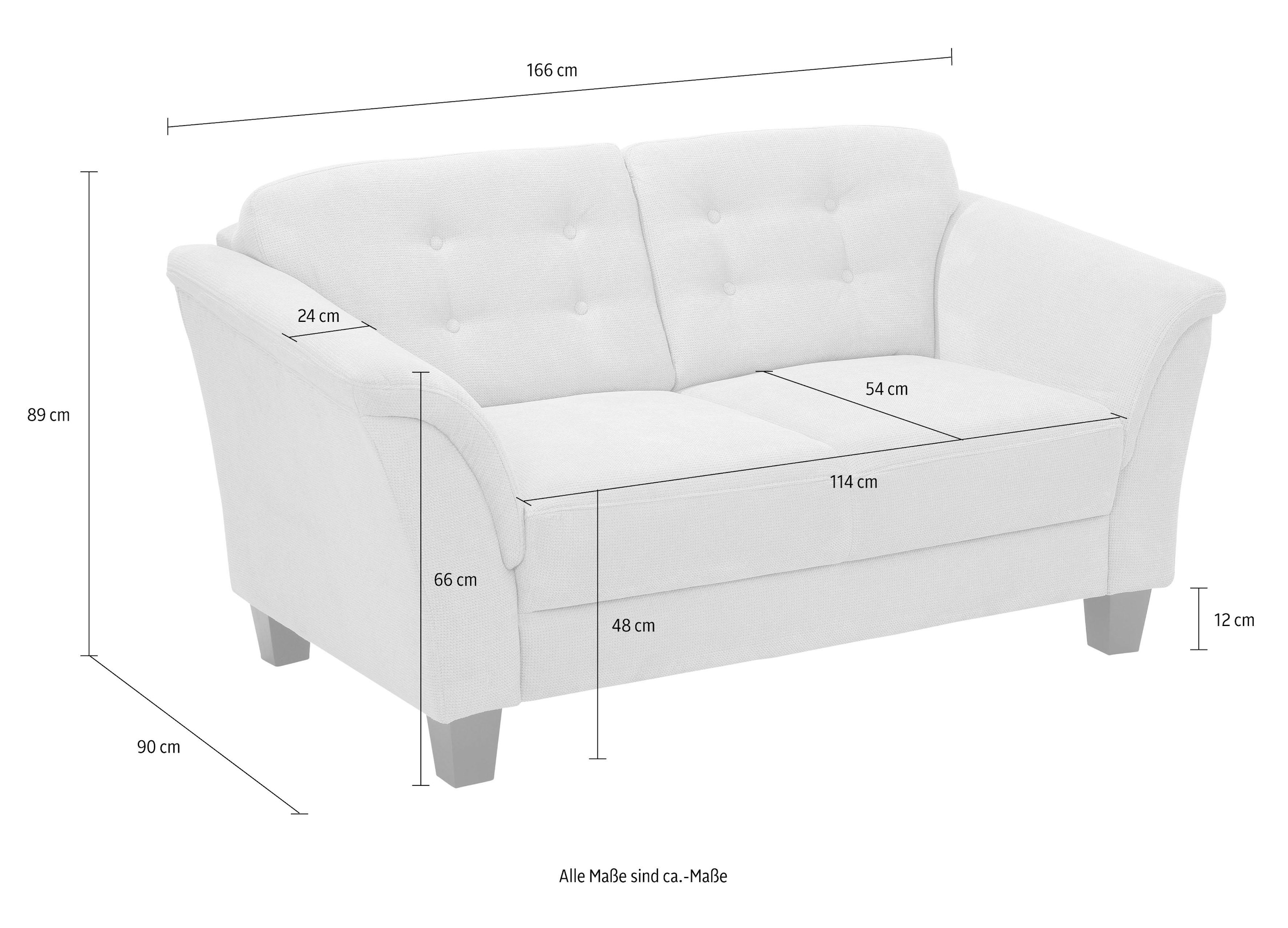 Home affaire 2-Sitzer »Trondheim« mit Federkern, Knopfheftung im Rücken, Füße Buche