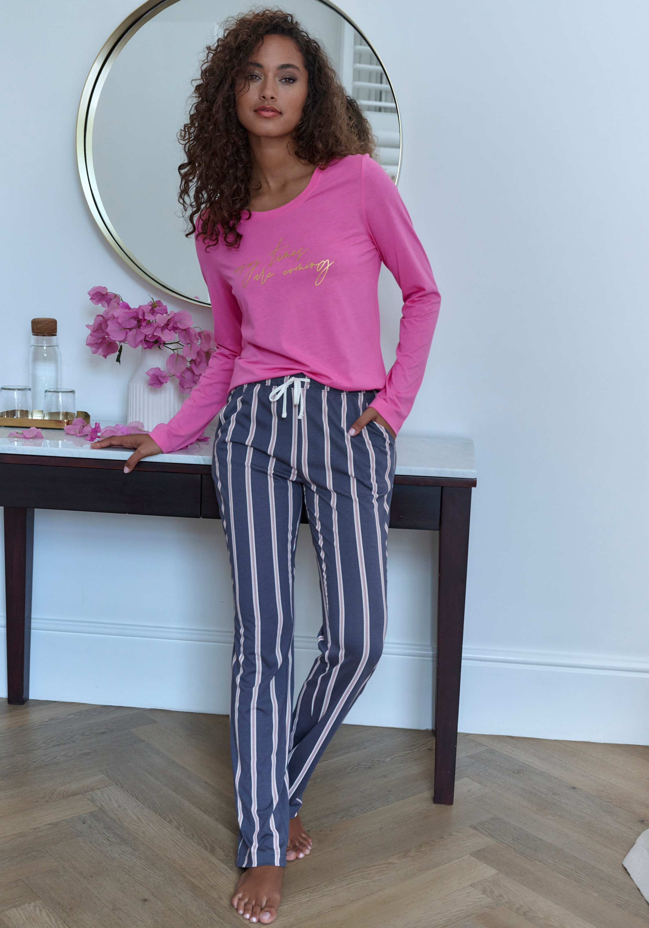 LASCANA Pyjamahose, mit Druck