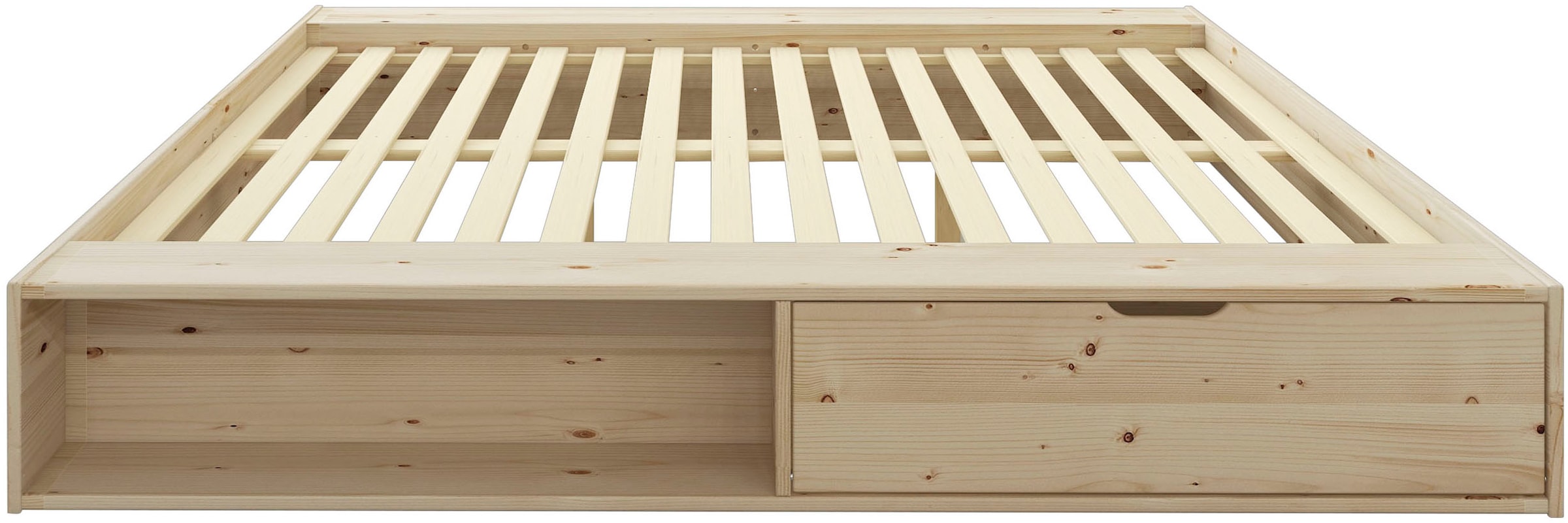 Home affaire Stauraumbett »Erno, Massivholzbett, Futonbett, 275KG belastbar«, (Breite/ Belastbarkeit: 120cm/275 KG, 180cm/275 KG), mit Lattenrost, Massivholz, FSC® zertifiziert, viel Stauraum + Ablagen