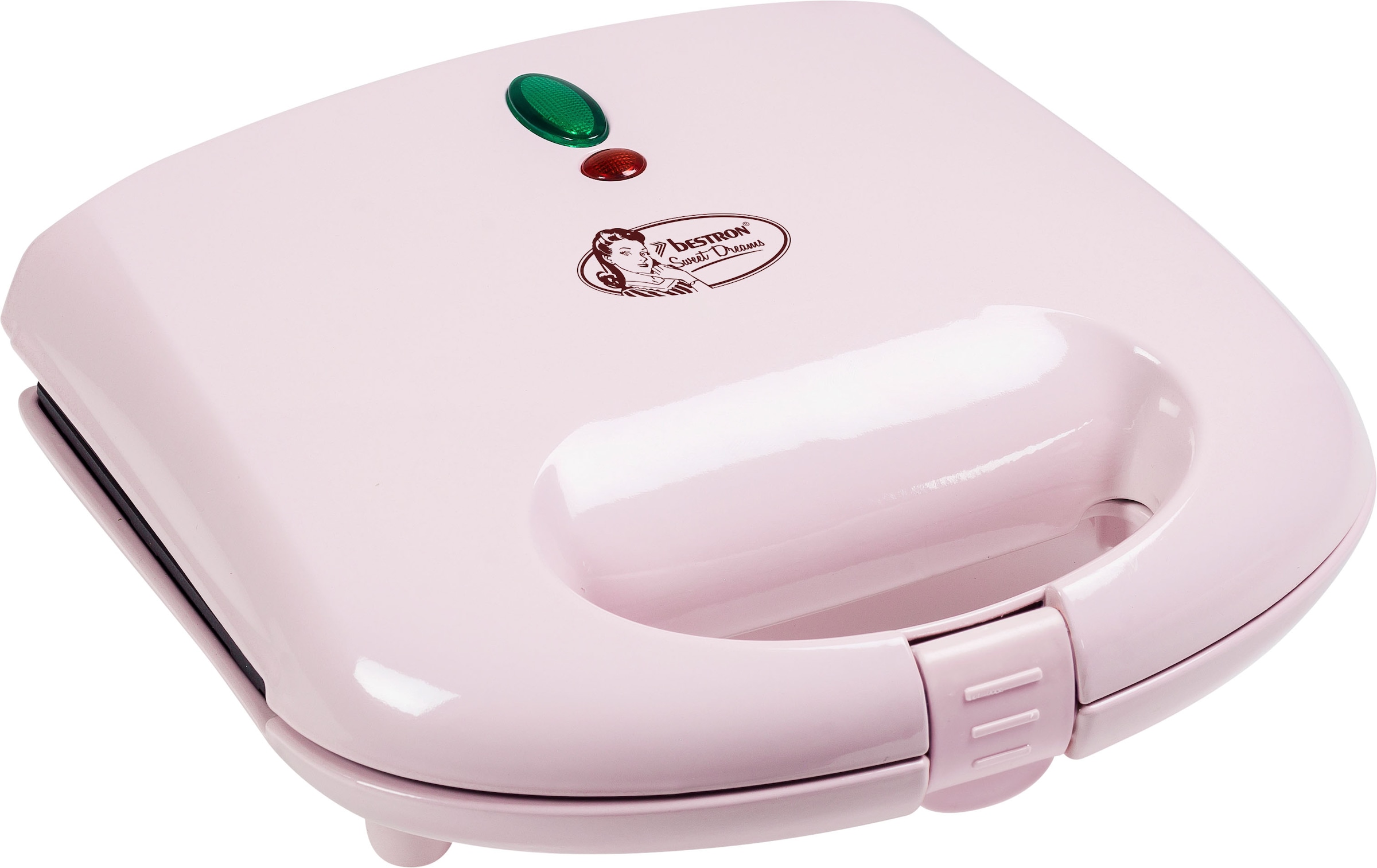 bestron Waffeleisen »ASW401P Sweet Dreams«, 700 W, für Belgische Waffeln, im Retro Design, für 2 Waffeln, Rosa