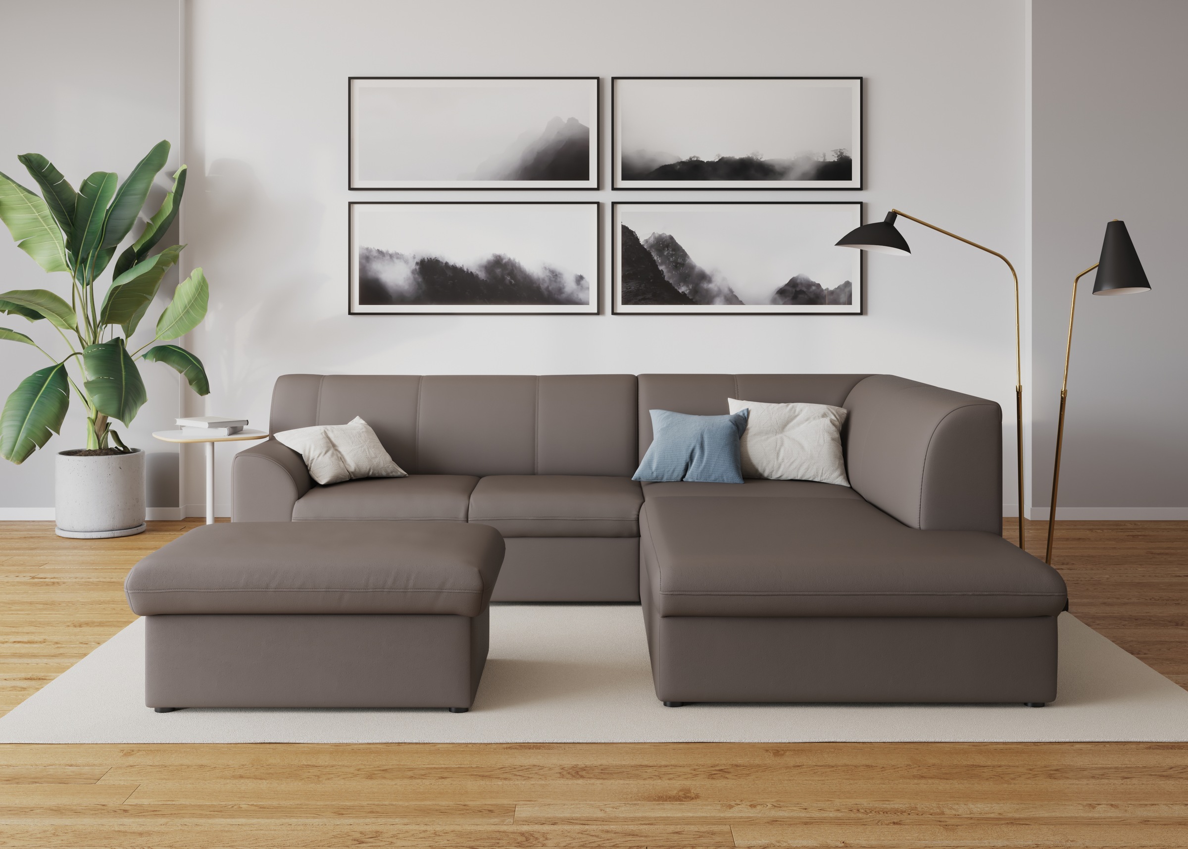DOMO collection Ecksofa »Topper zeitlos elegant, kompakte Stellmaße, OTTOs Choice, L-Form«, mit Ottomane, wahlweise mit Schlaffunktion