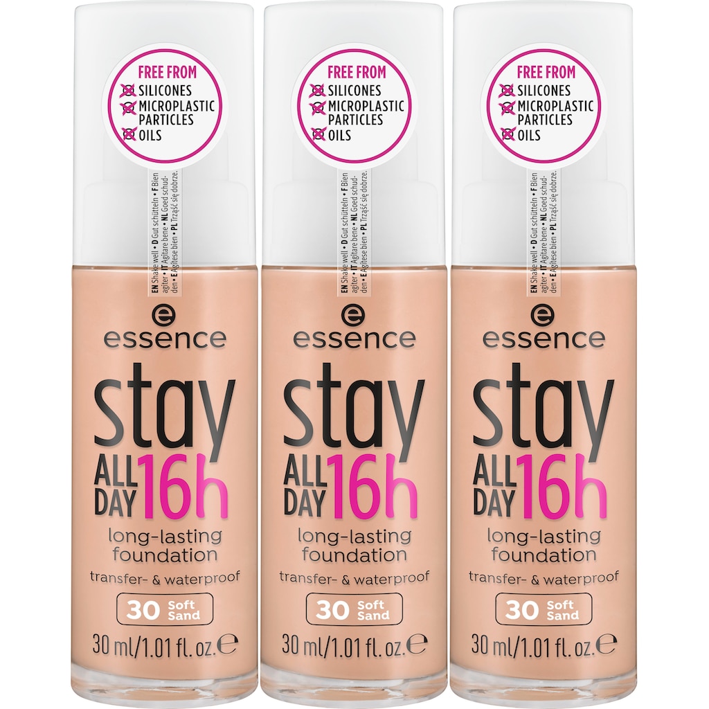 Essence Foundation »stay ALL DAY 16h long-lasting«, (Set, 3 tlg.)