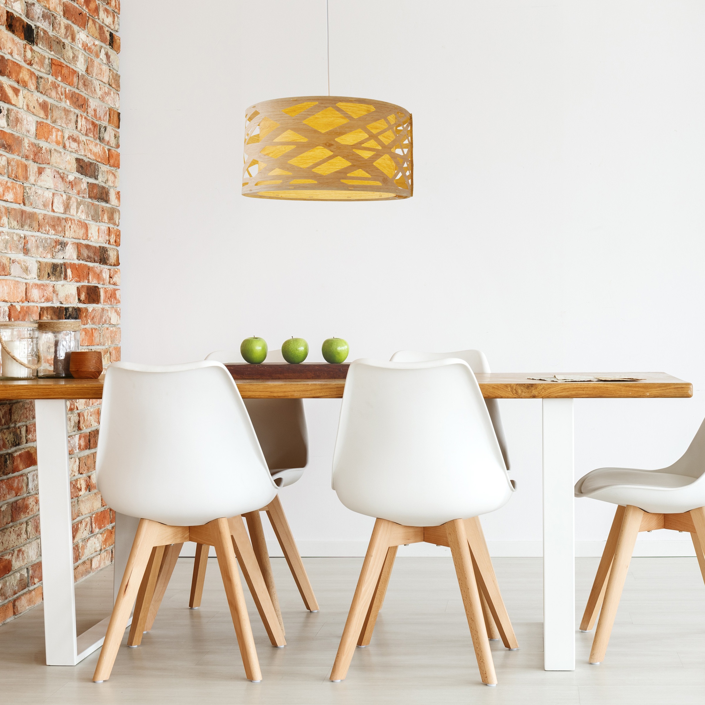 näve Pendelleuchte »Finja« E27 1 Stk. rund D: 40 cm, Holzimitat, mehrschichtig durchbrochen, 1x E27 exkl.