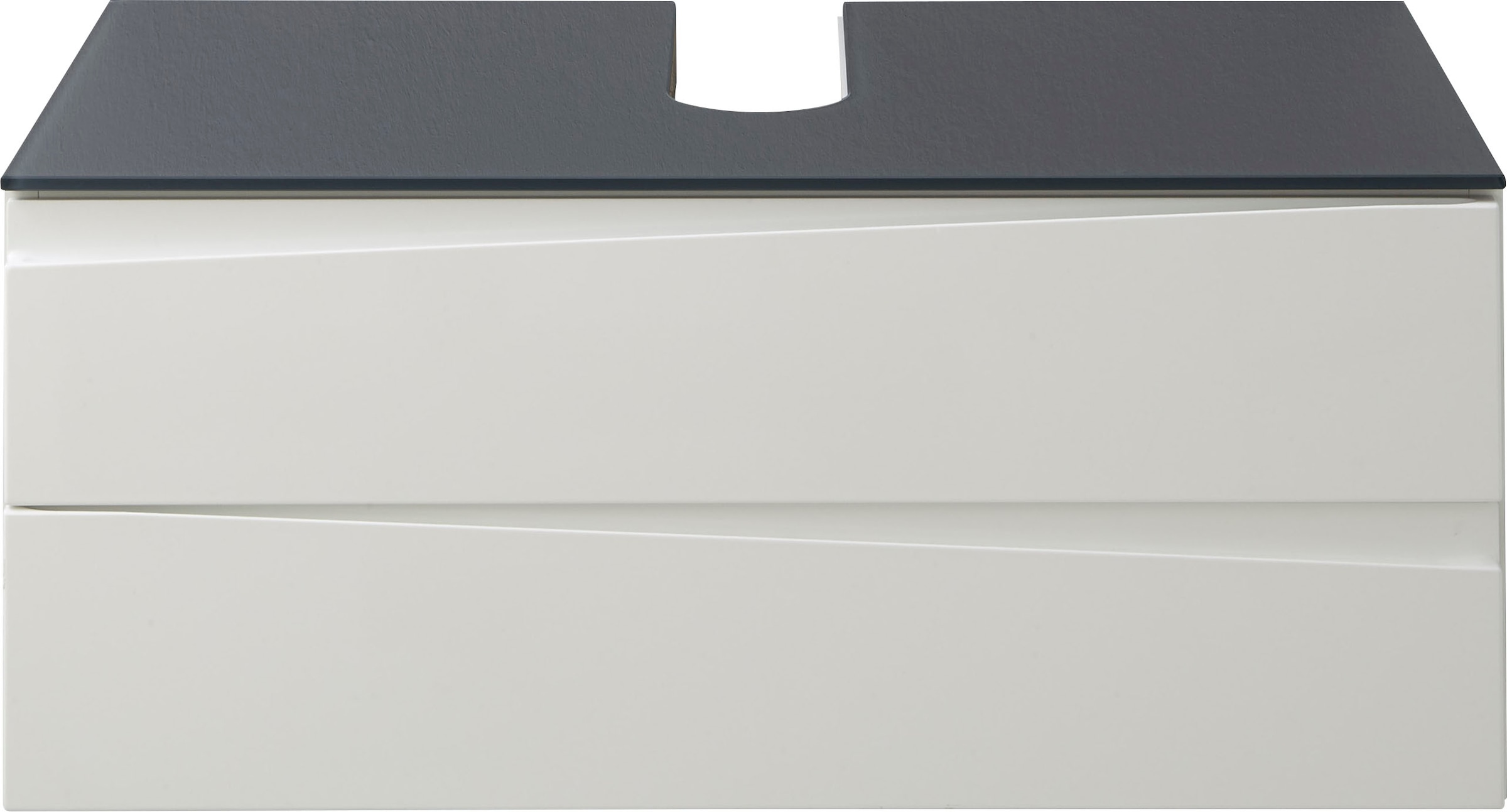 byLIVING Waschbeckenunterschrank »Shape«, Breite Front 3 weiß, Jahren XXL Glas Hochglanz anthrazit cm, mit Garantie Deckeplatte 80