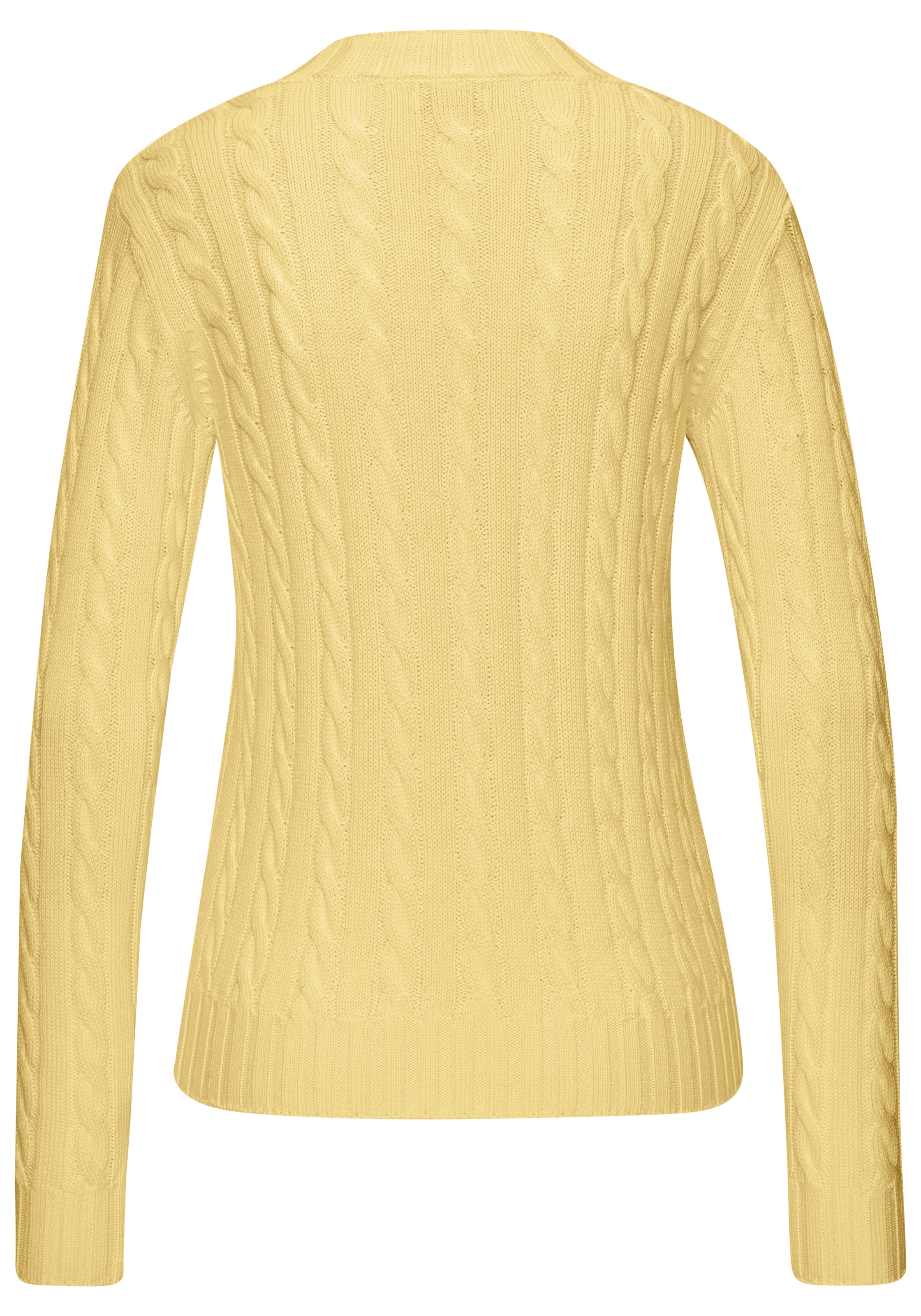 LASCANA V-Ausschnitt-Pullover »mit Zopfstrickmuster« gemütlicher Strickpullover, unifarbener Zopfpullover, klassische Form