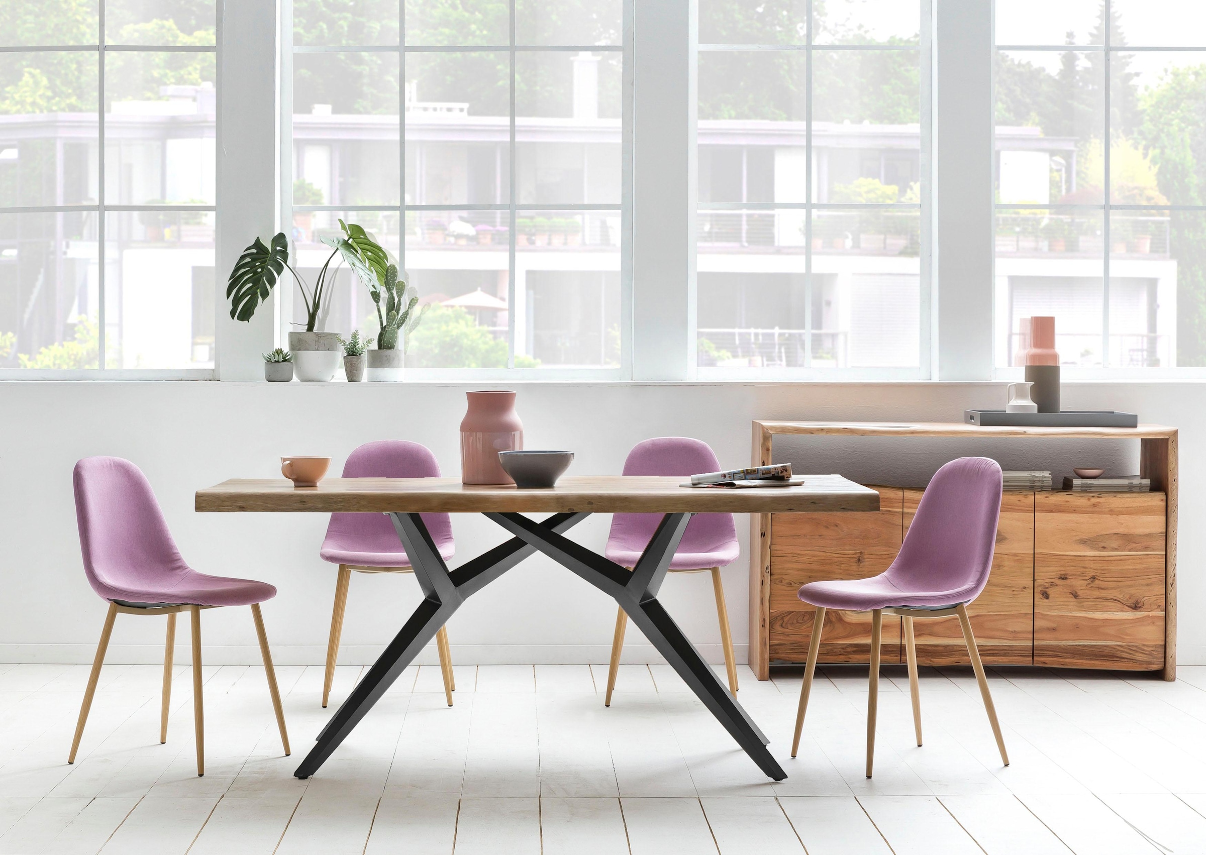 SIT Esstisch »Toronto Massivholz mit Baumkante & extravagantem Metallgestell« Speisetisch Baumkante wie gewachsen & extravagantes Metallgestell